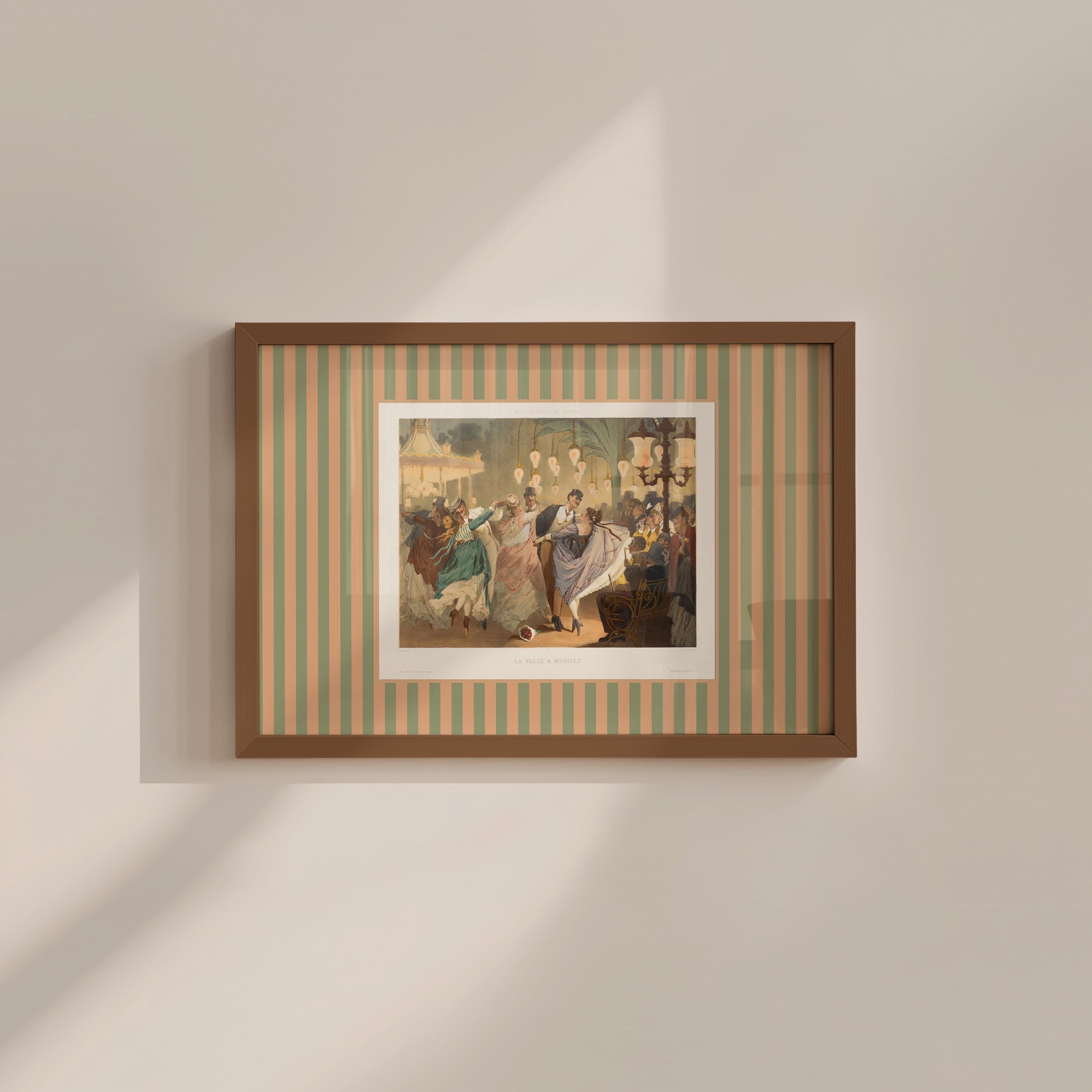 Party Scene Beige Vintage Digital Art Print