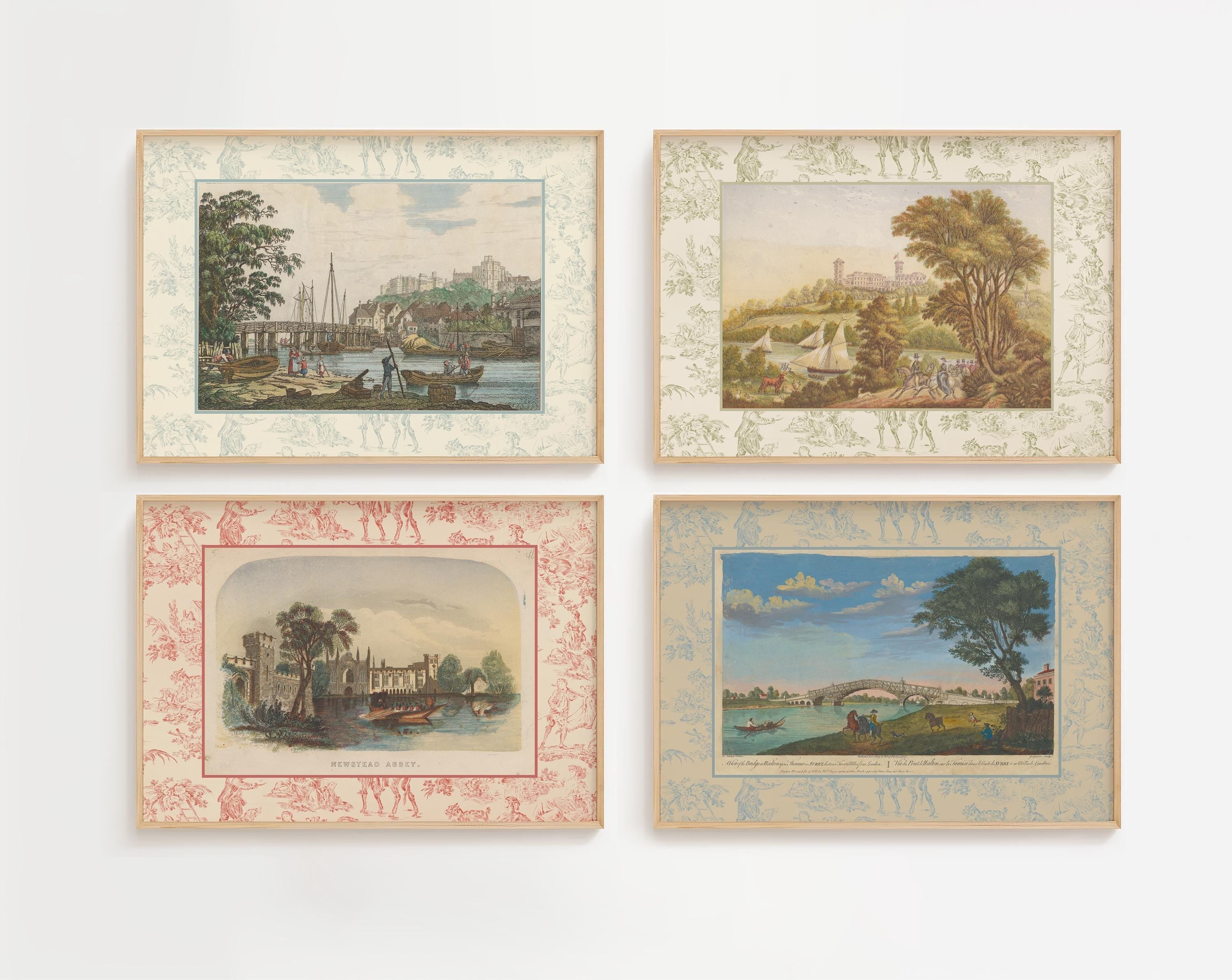 Vintage Gallery Wall Set of 4 Digital Art Prints