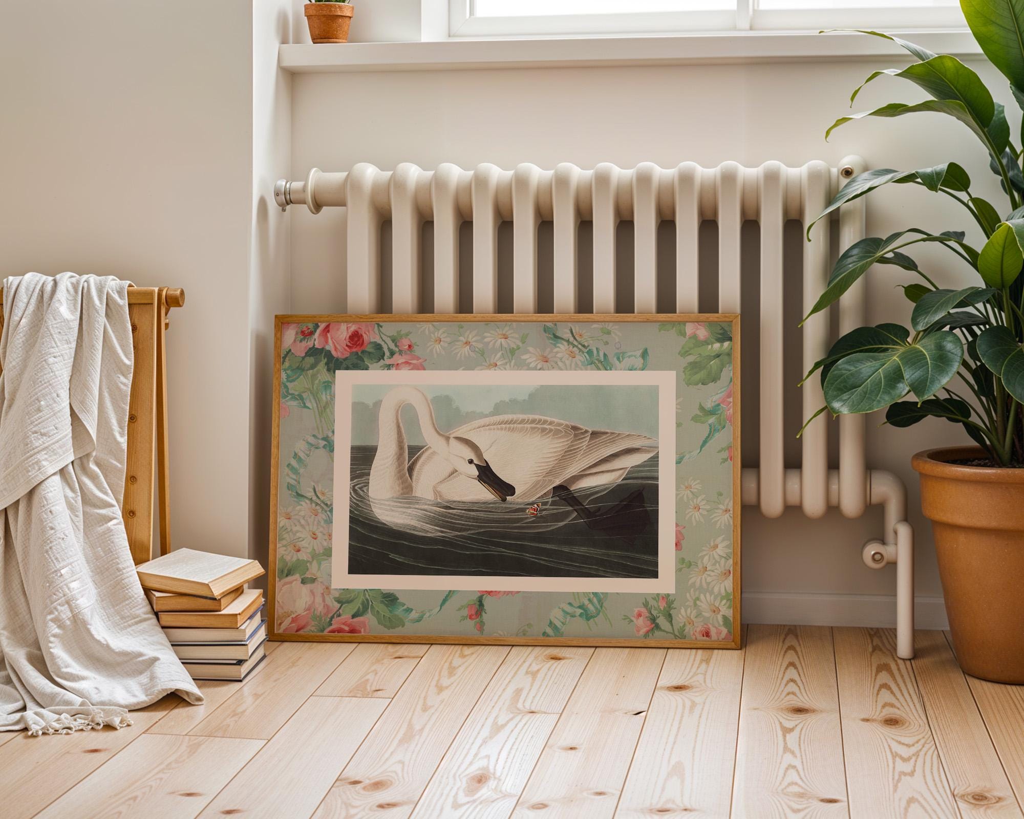 Vintage Swan Gallery Wall Set of 4 Digital Art Prints