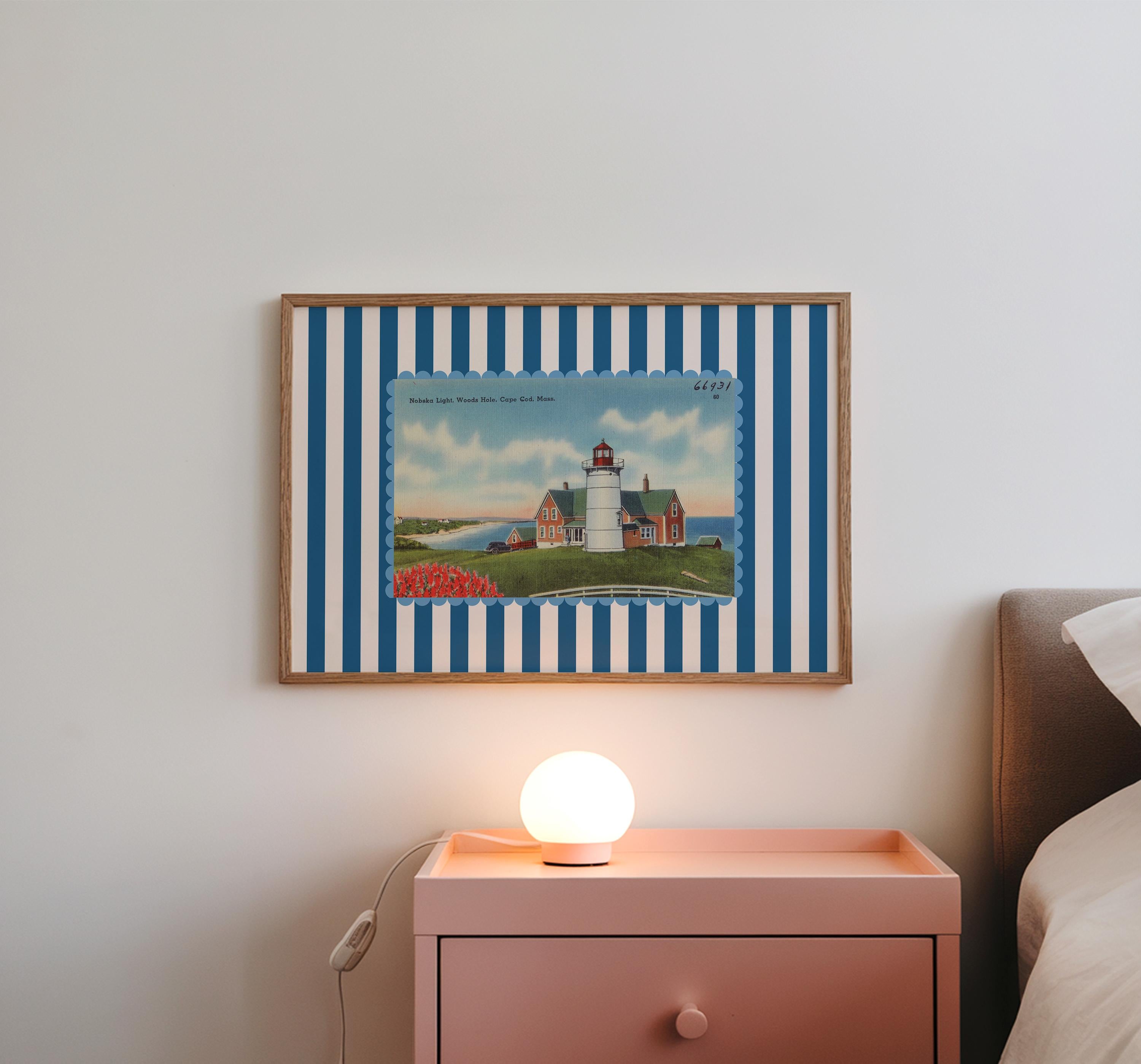 Beachy Art Decor, Vintage Beach Art, Cape Cod Art, Trendy Striped Art, Vintage Photo Art, Vintage Art Print, Girls Room Art, Kids Room Decor