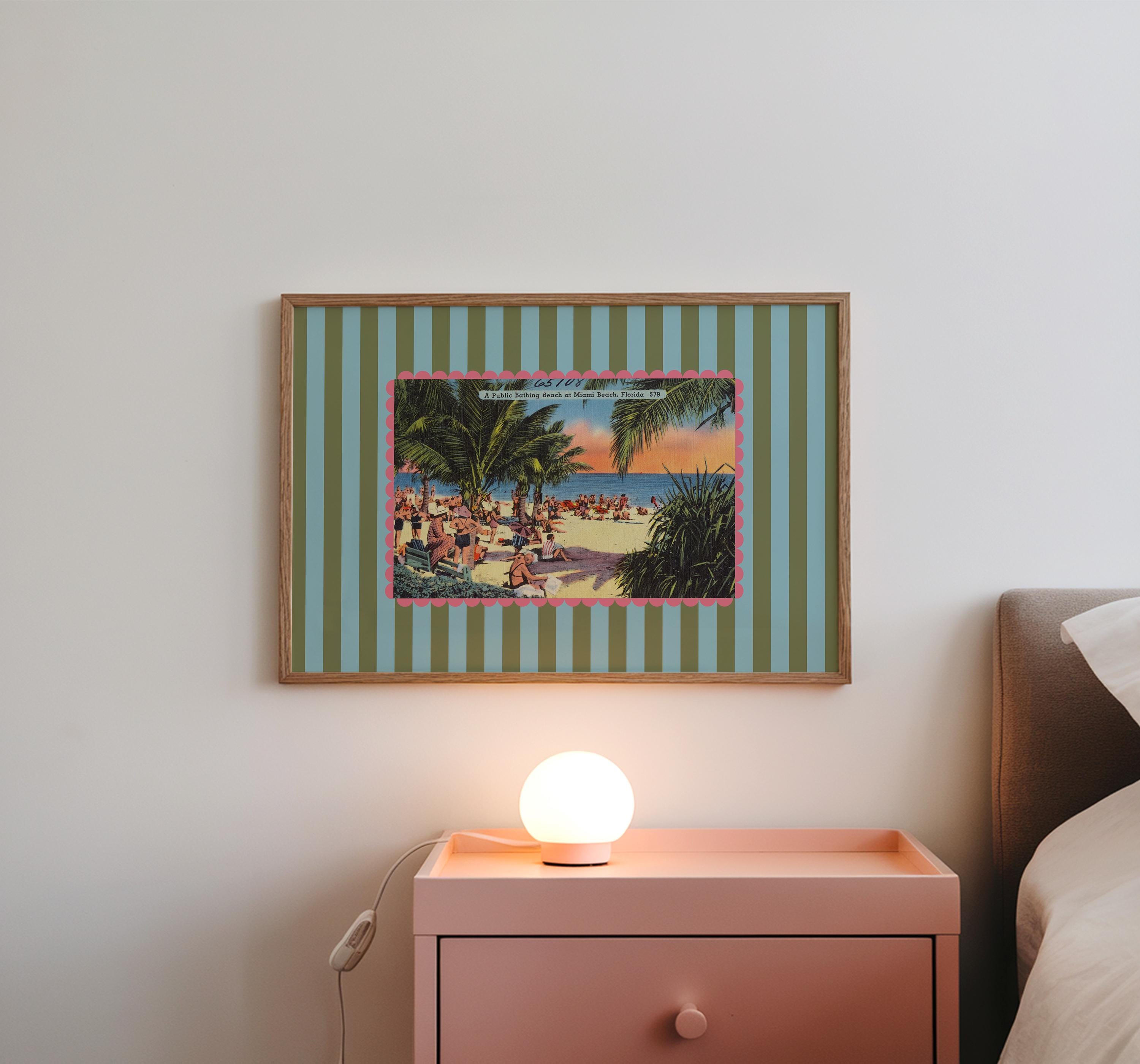 Retro Photo Art, Beach Art Print, Miami Poster, Florida Art Print, Bar Cart Decor, Florida Decor, Vintage Photo Art, GS print Shoppe
