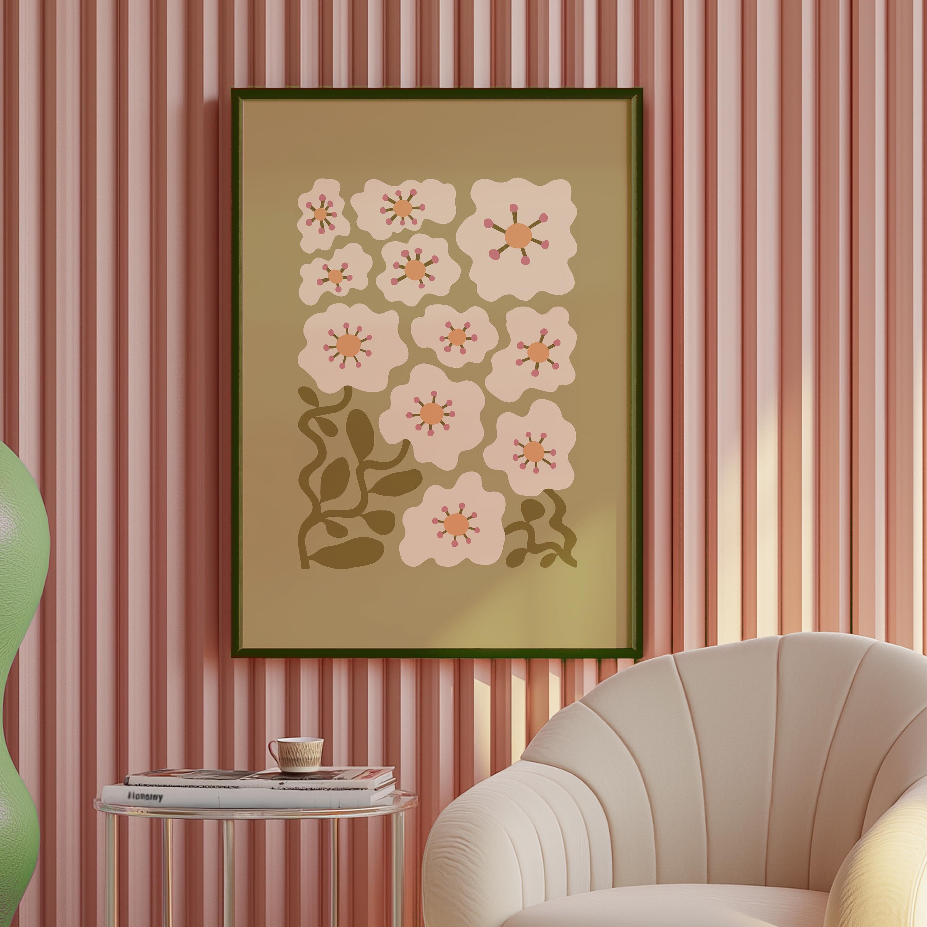 Floral Wall Art, Gallery Wall Set of 2, Bold Art Prints, Girls Room Decor, Living Room Poster, Digital Art Print Set, Flower Art Print