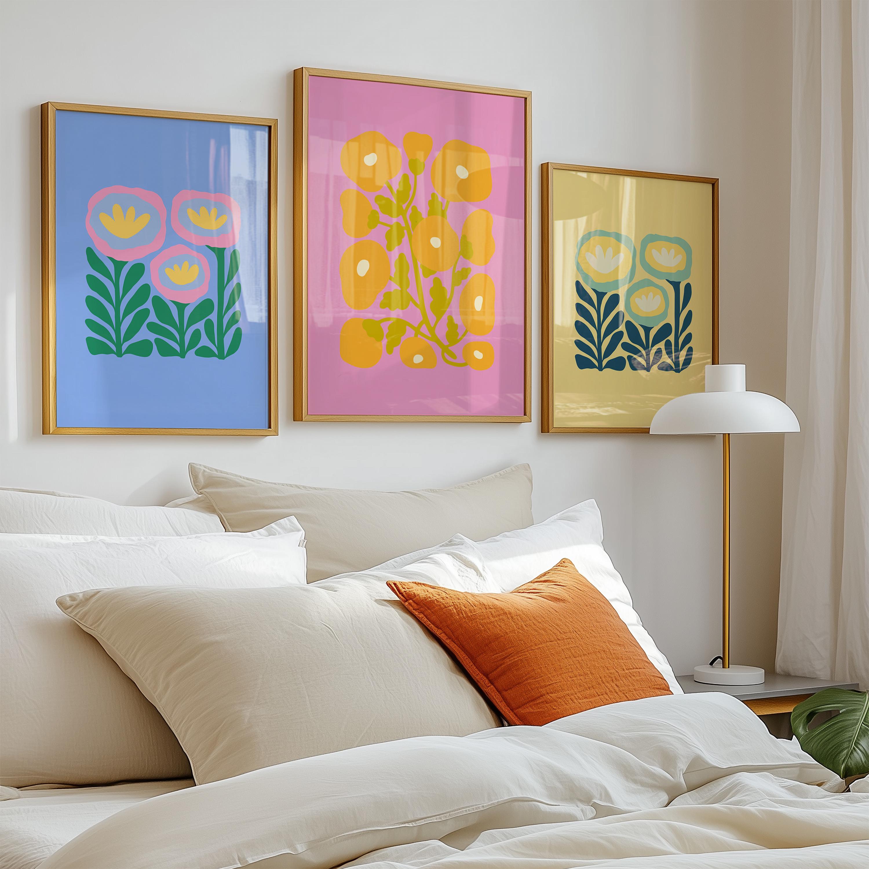 Set of 3 Abstract Floral Digital Art Prints