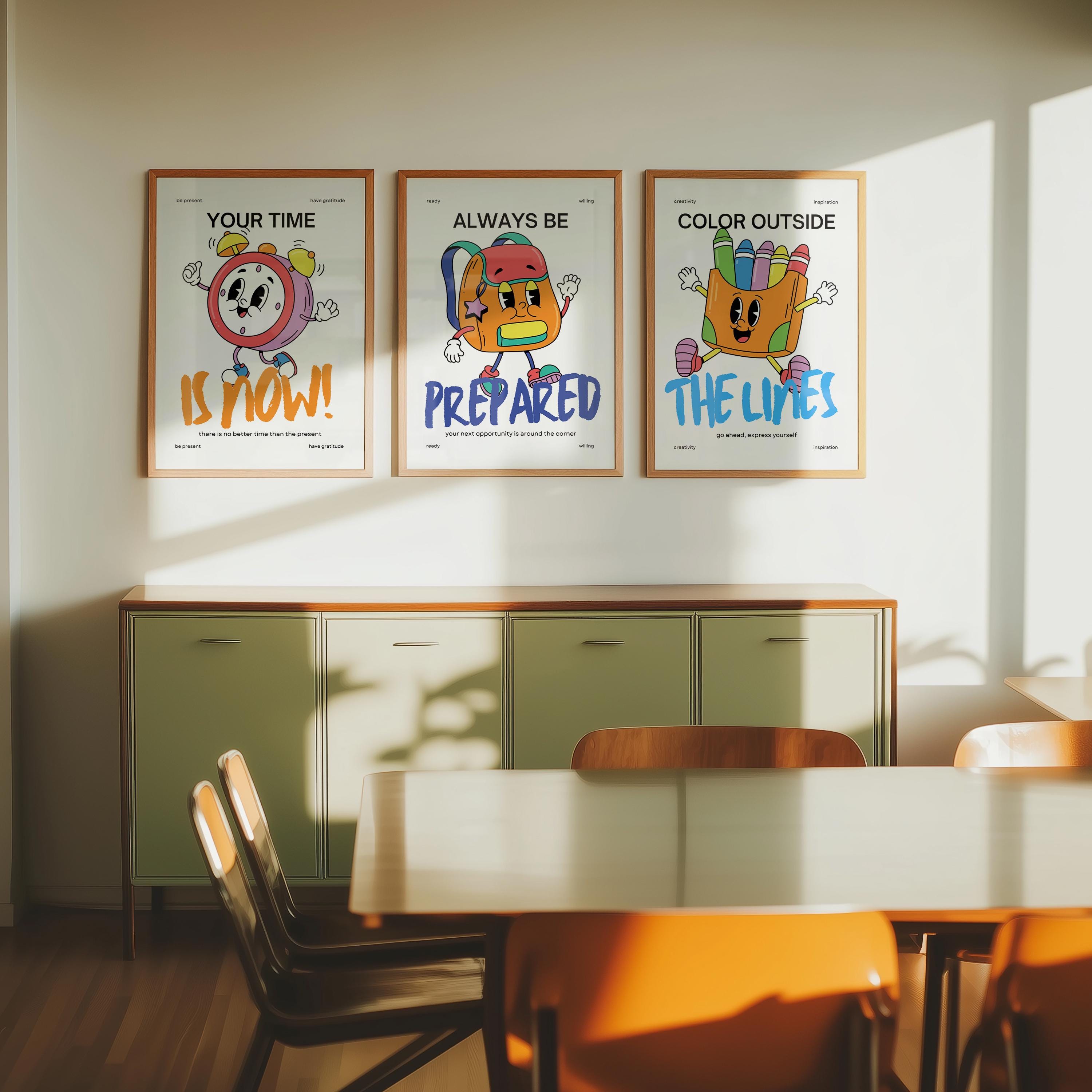 Set of 3 Kids and Classroom Digital Art Prints