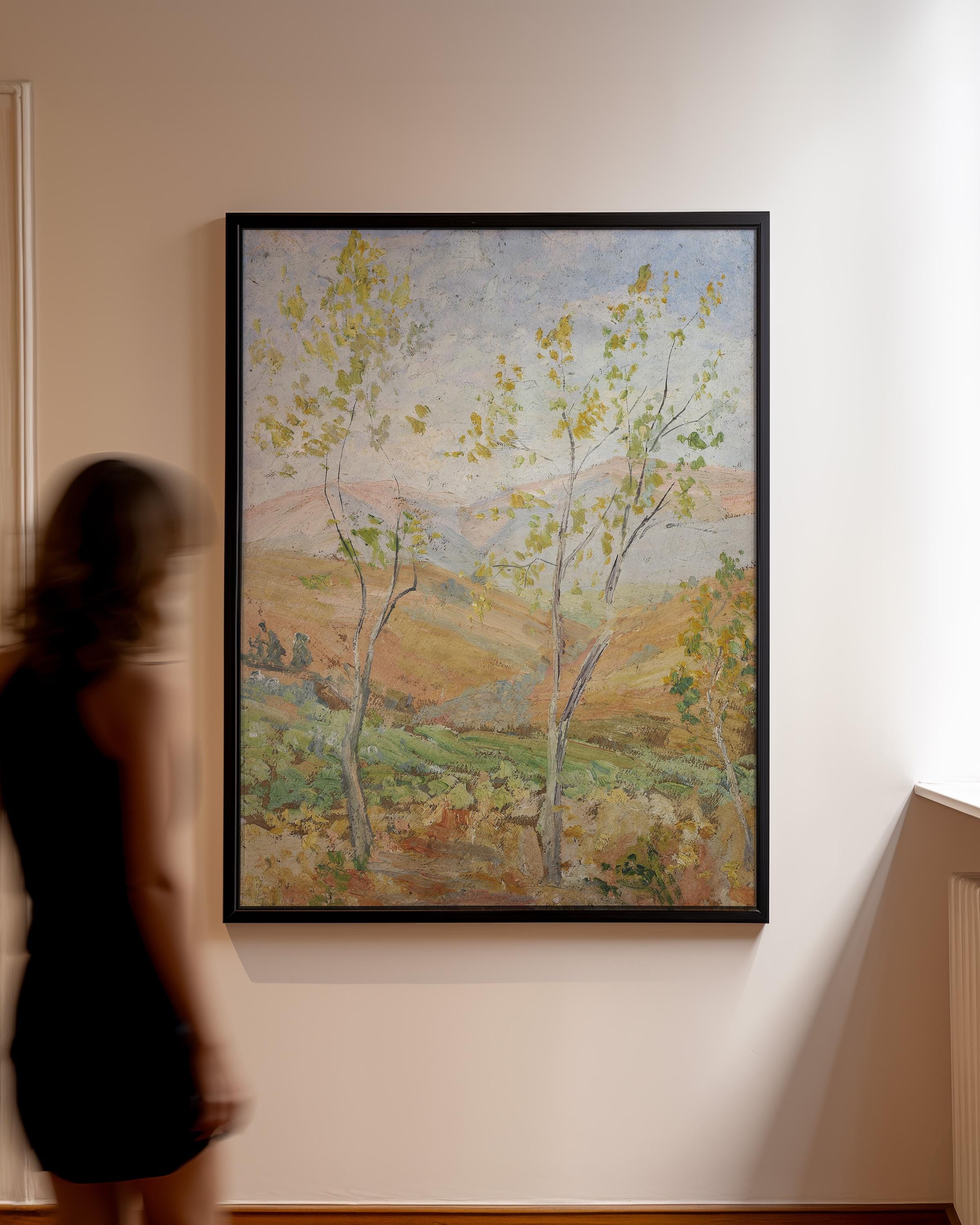 Vintage Abstract Landscape Digital Print, Neutral Warm Tones Large Wall Art, Downloadable Oil Painting Decor, Modern Home Decor