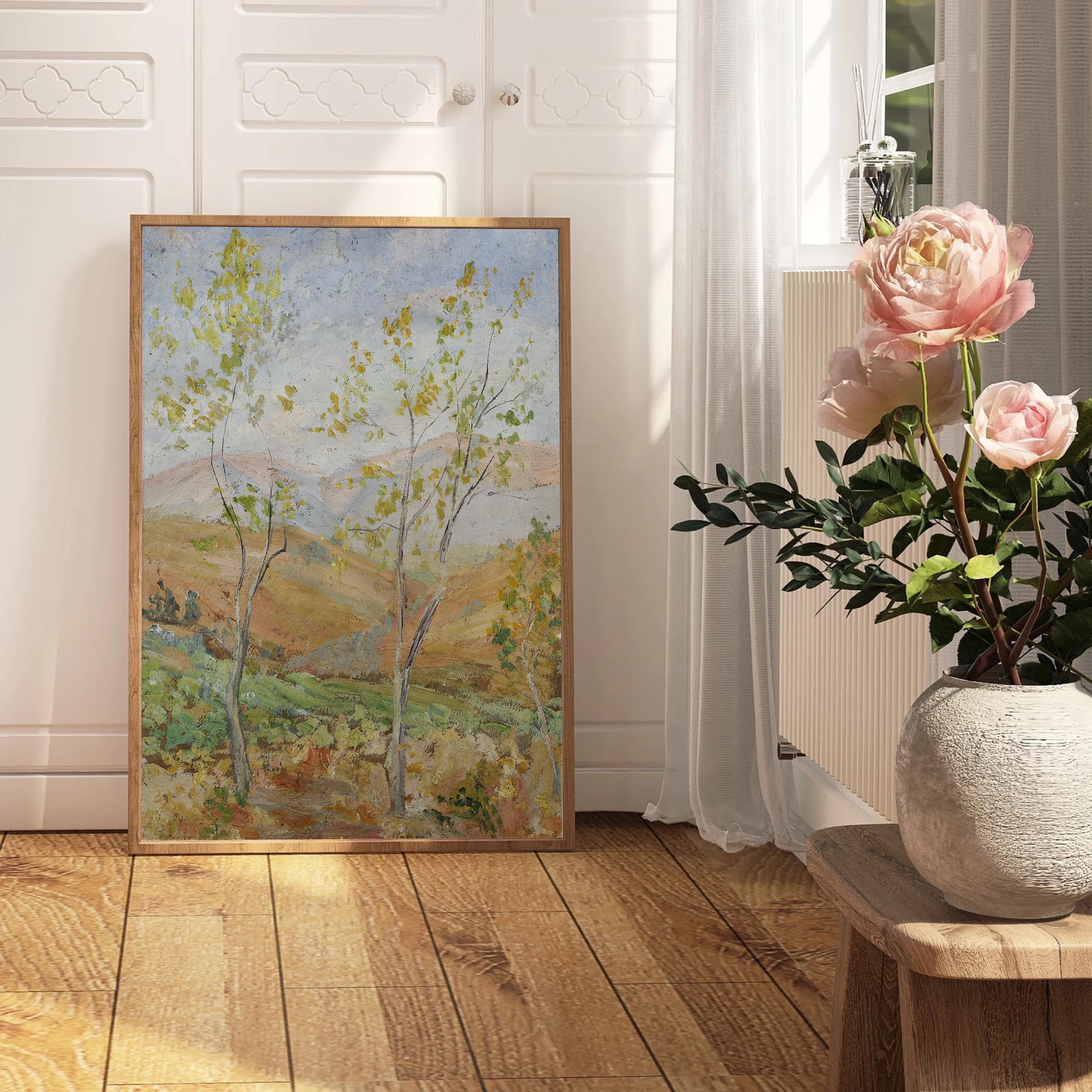 Vintage Abstract Landscape Digital Print, Neutral Warm Tones Large Wall Art, Downloadable Oil Painting Decor, Modern Home Decor