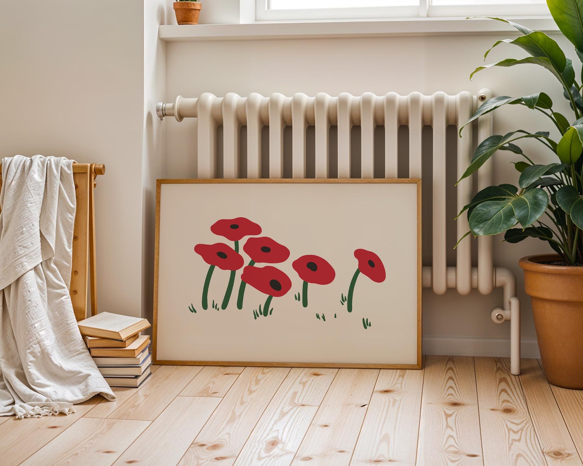 Flower Printable Wall Art, Floral Pastel Art, Botanical Art, Abstract Aesthetic Print, Instant Download, Pink and Green Decor, Girls Room, Poppy art print, poppy decor, abstract retro floral rt, retro poppy artwork