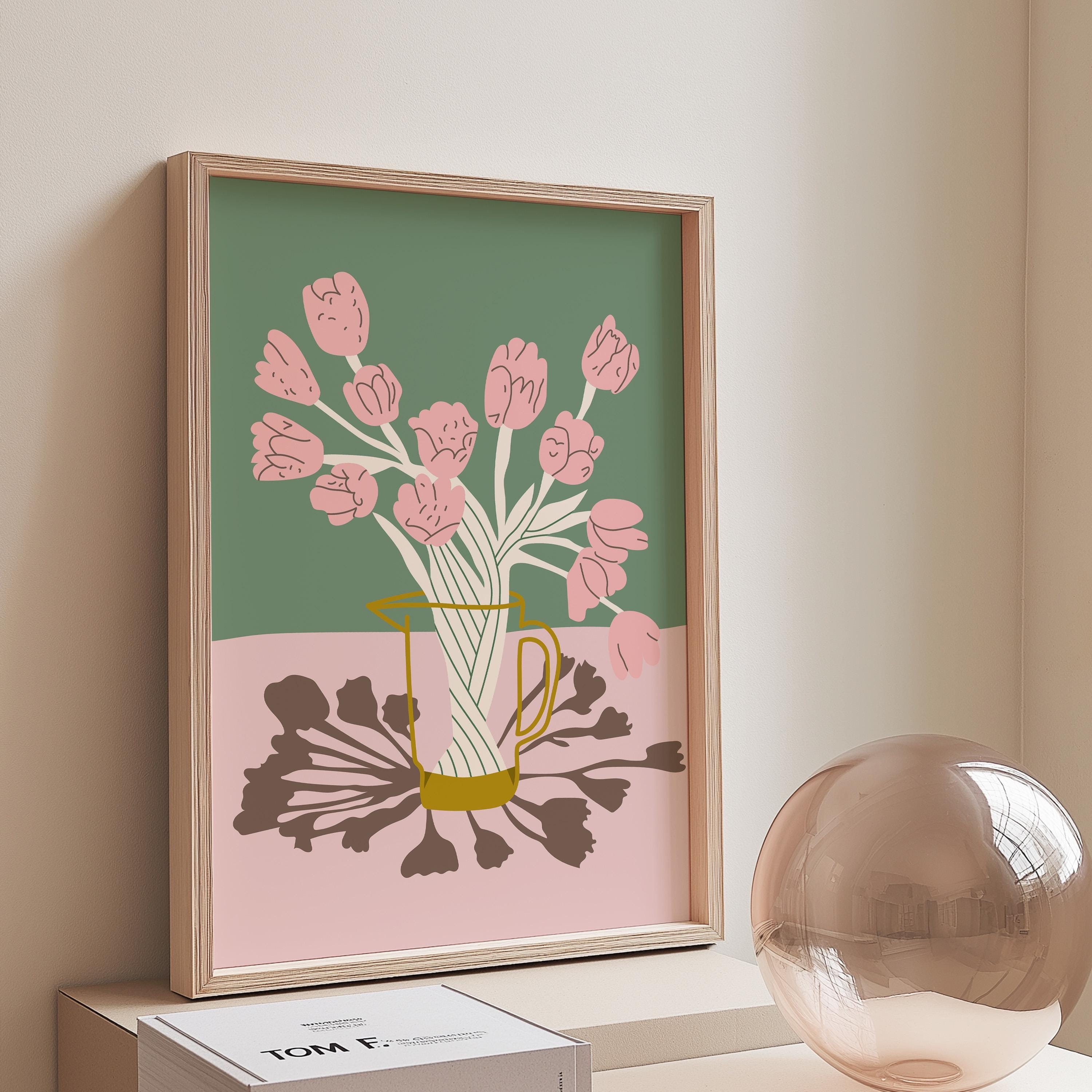 Abstract Floral Art, Wall Print, Digital Download, Botanical Art, Pink Floral Posters, Pink Art Print, Digital prints, flower art