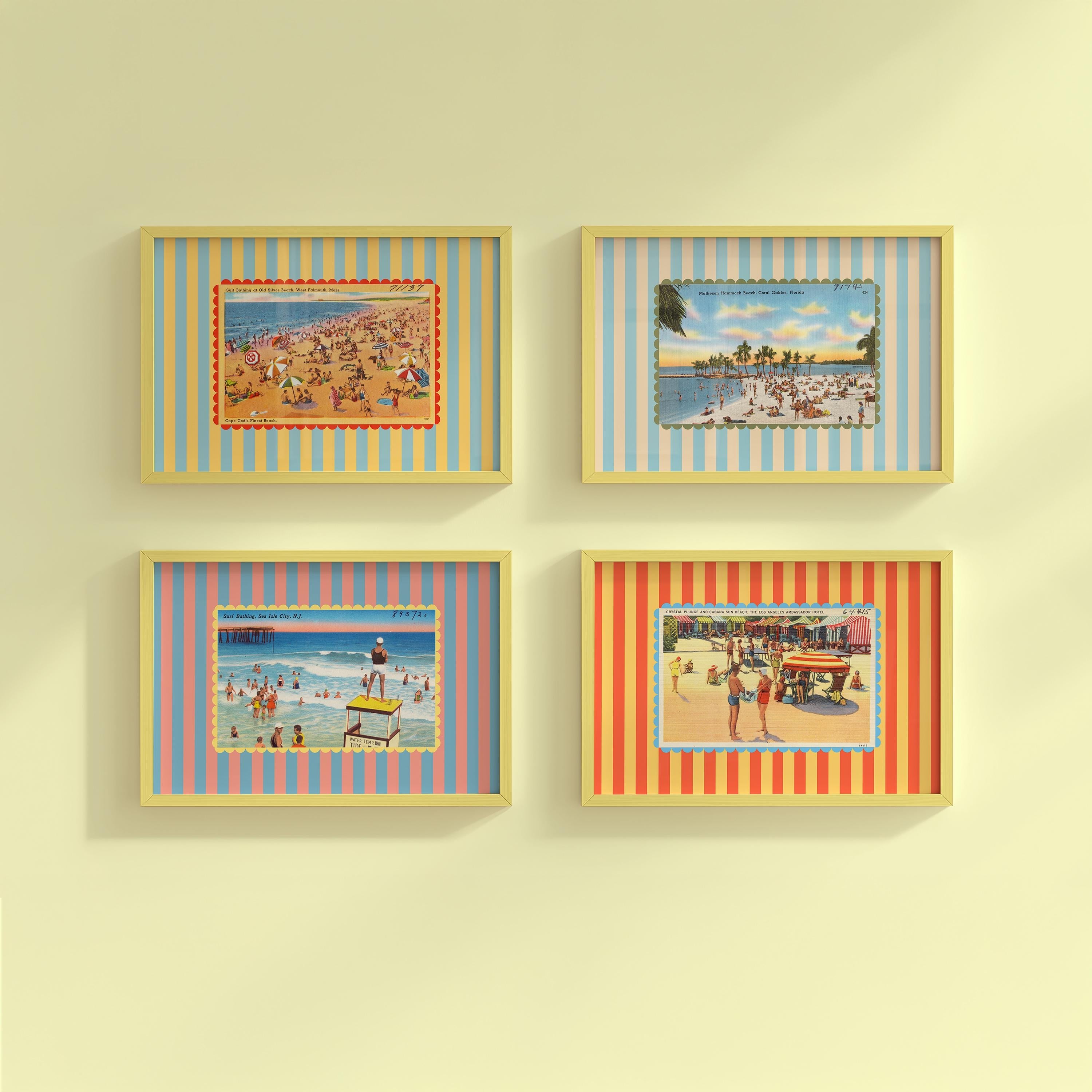 Set of 4 Vintage Beach Gallery Wall Digital Art Prints