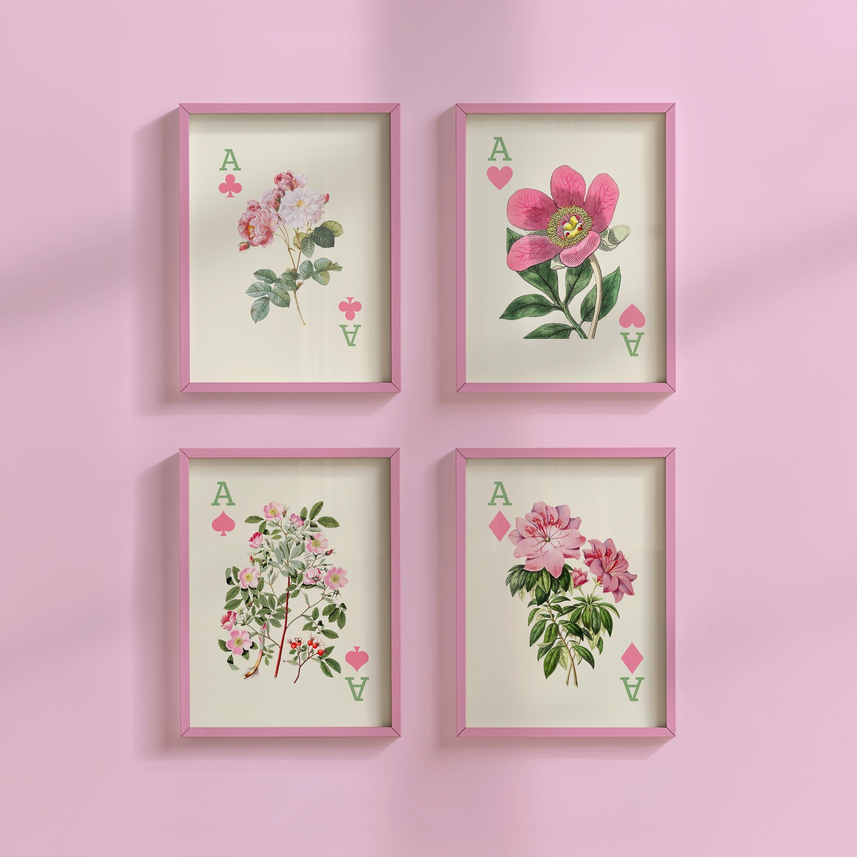 Gallery Wall Set of 4 Floral Digital Art Prints