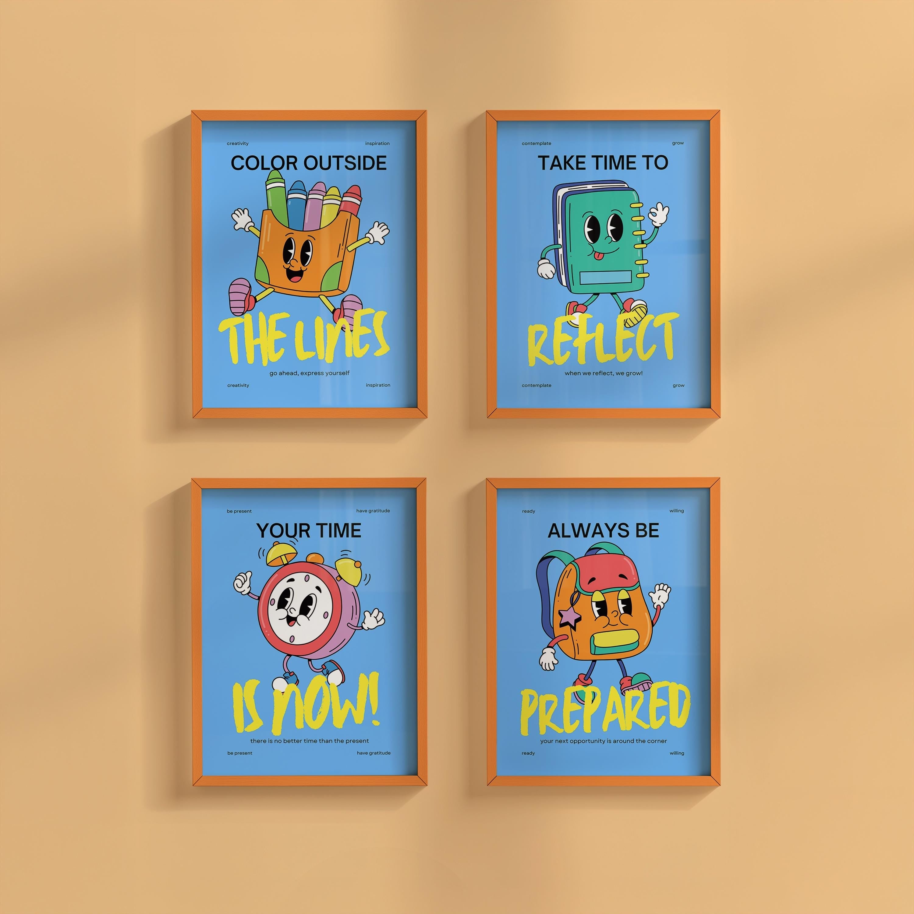 Classroom Bundle of 4 Digital Art Prints