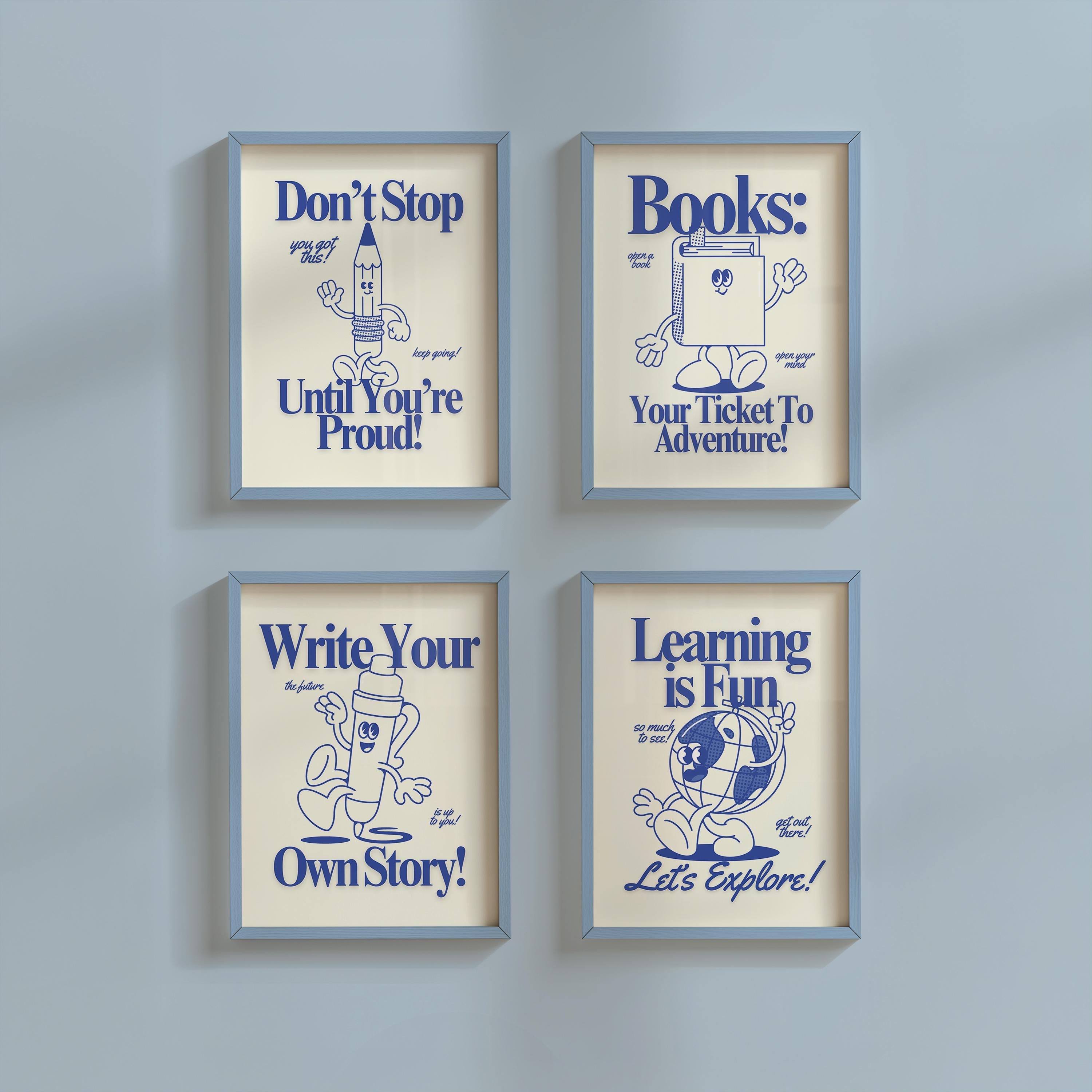 Gallery Wall Set of 4 Kids and Classroom Digital Art Prints