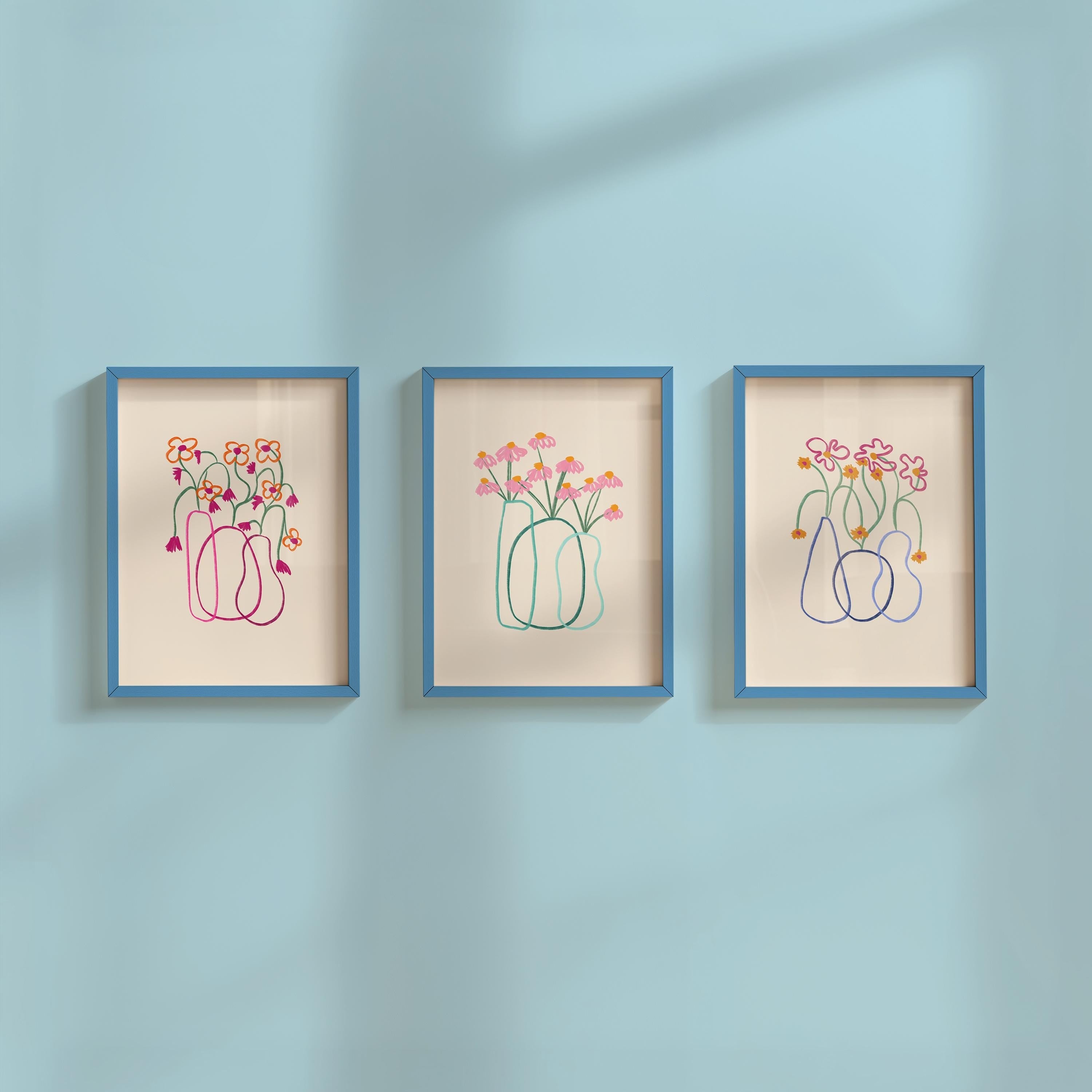 Gallery Set of 3 Floral Digital Art Prints