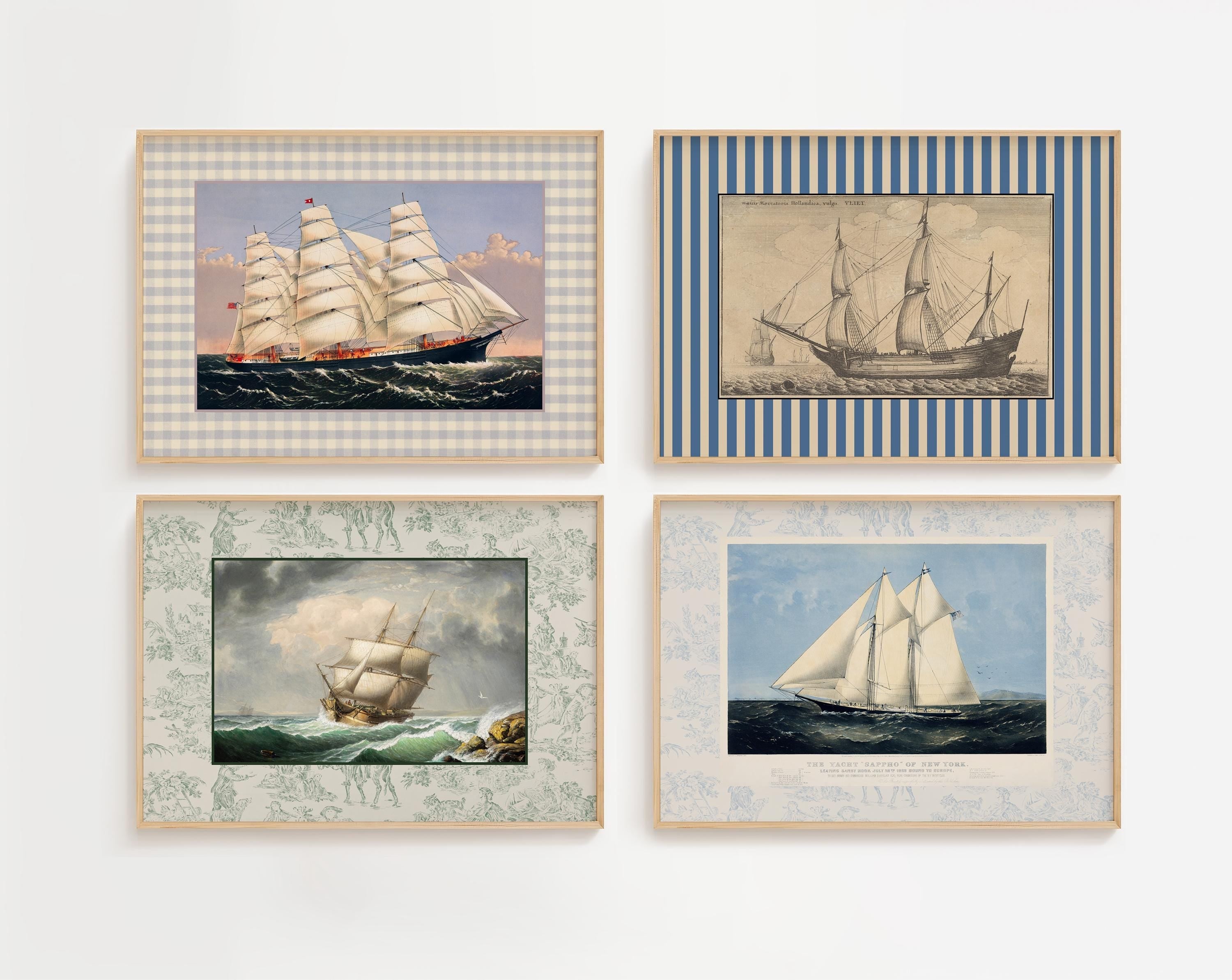 Bundle of 4 digital downloads, Ship Sketch Digital Download, Vintage Nautical Nursery Decor, Sailing Art Print, Antique Boat Drawing