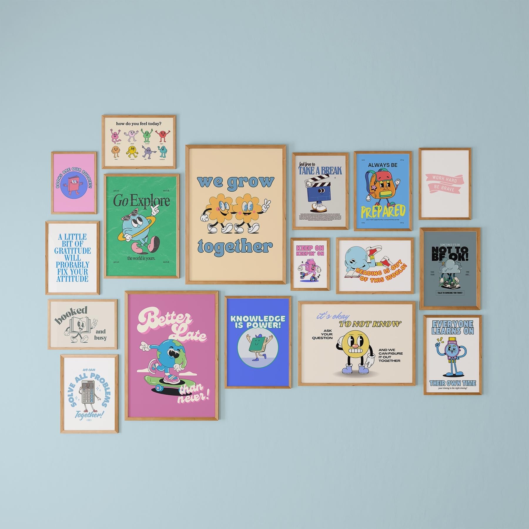 Gallery Wall Set of 17 Kids and Classroom Digital Art Prints
