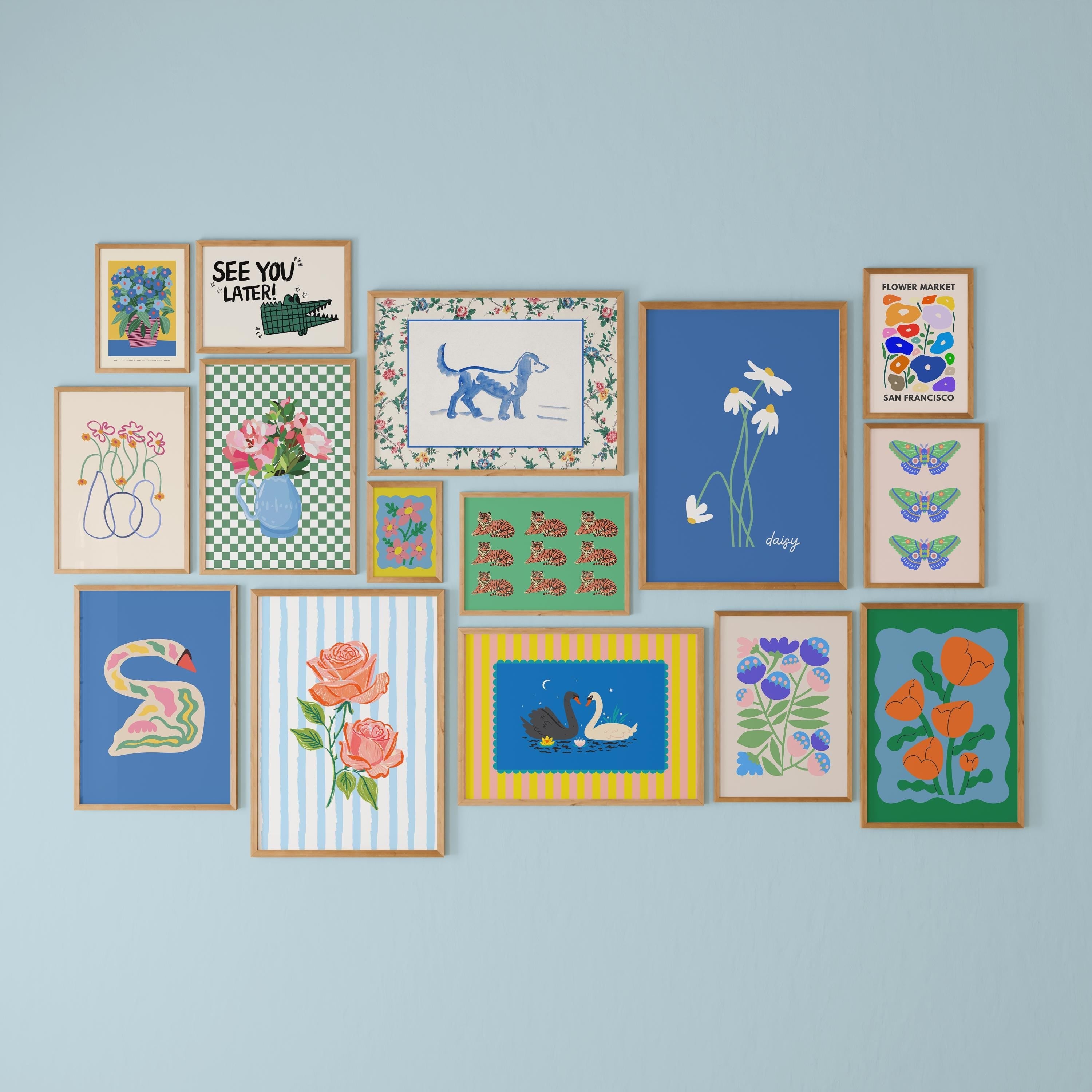 Gallery Wall Set of 15 Digital Art Prints