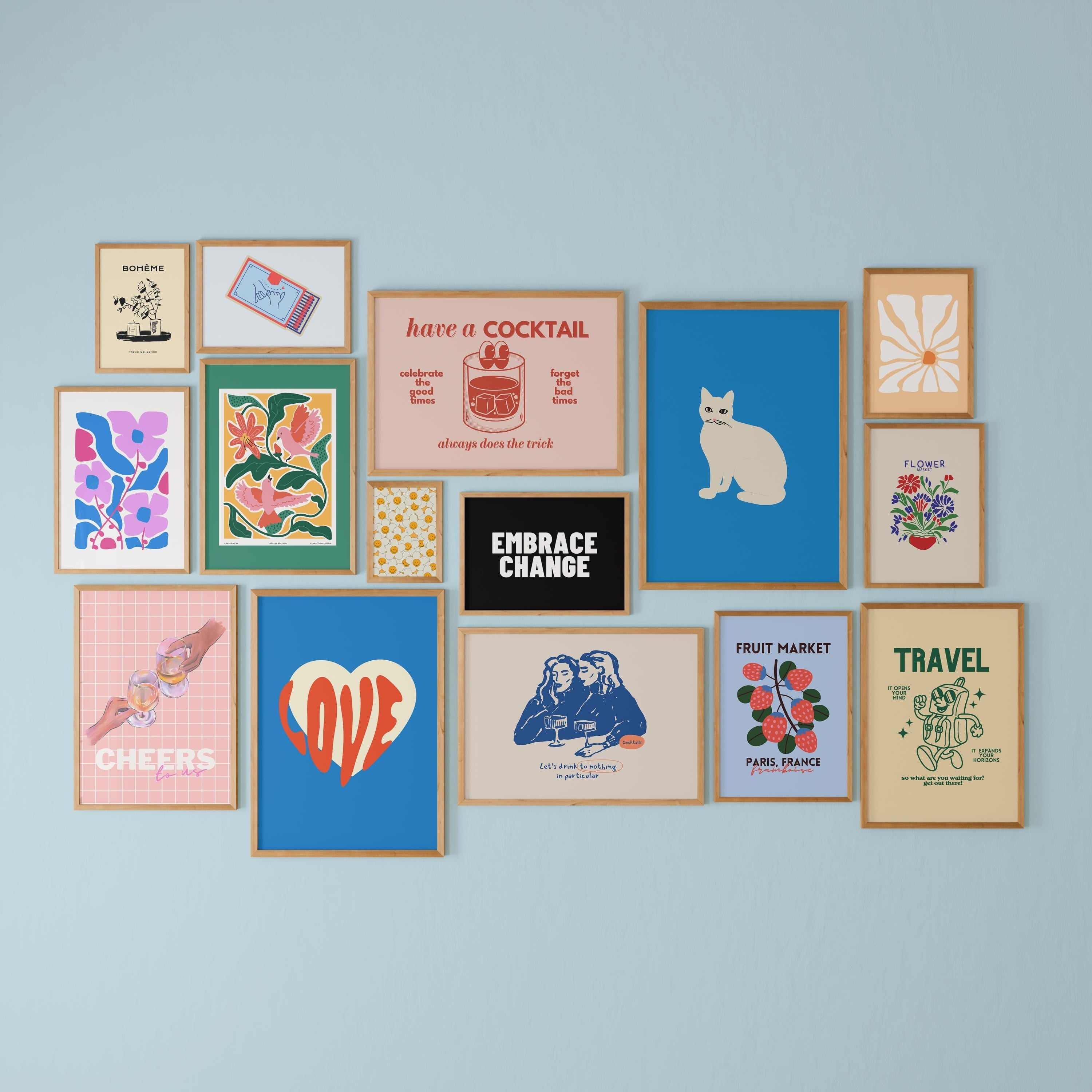 Gallery Wall Set of 15 Digital Art Prints