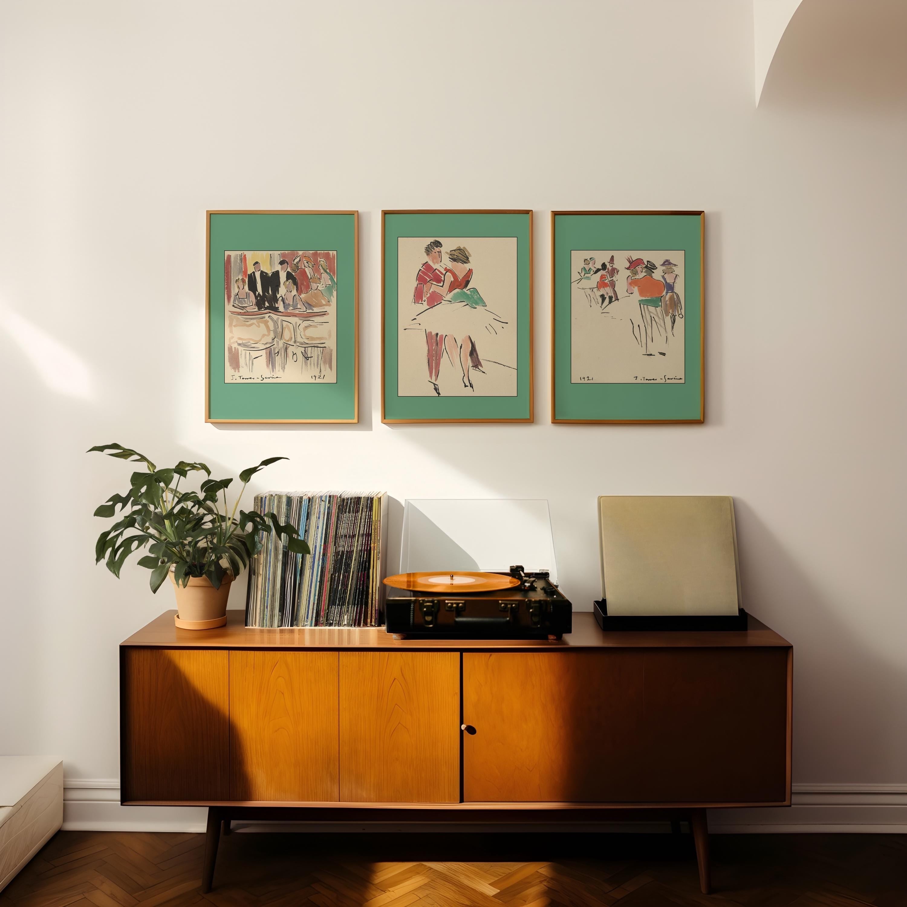 Bundle of 4 Retro Vintage Prints, Dancing Decor, Digital Download, Paris Art Print, Cottagecore Art, Vintage Aesthetic, Ballet