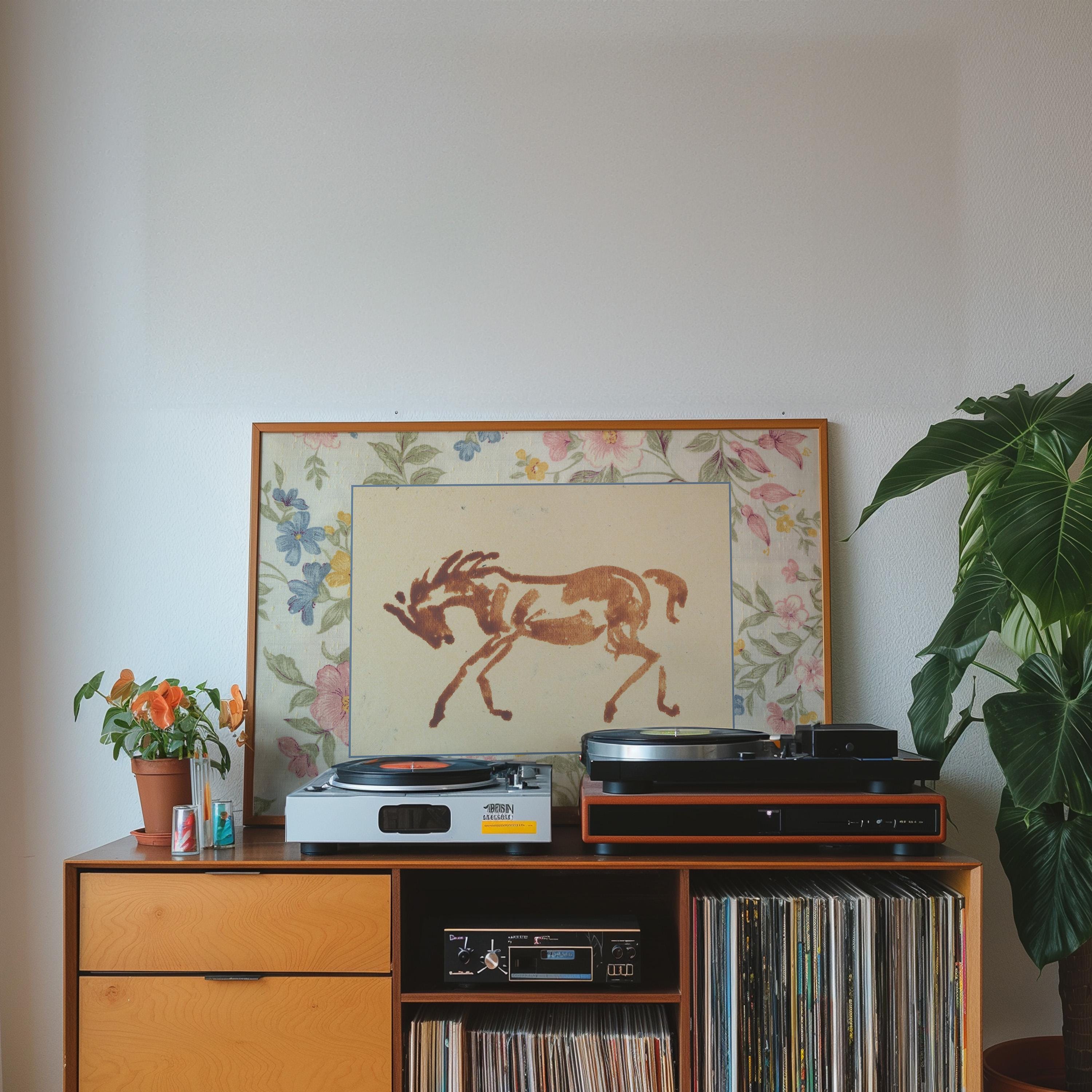 Girls Room Decor, Vintage Horse Art Print, Floral Vintage Art, Horse Art, Digital Art Print, Vintage Nursery, Equestrian Art, Country Art