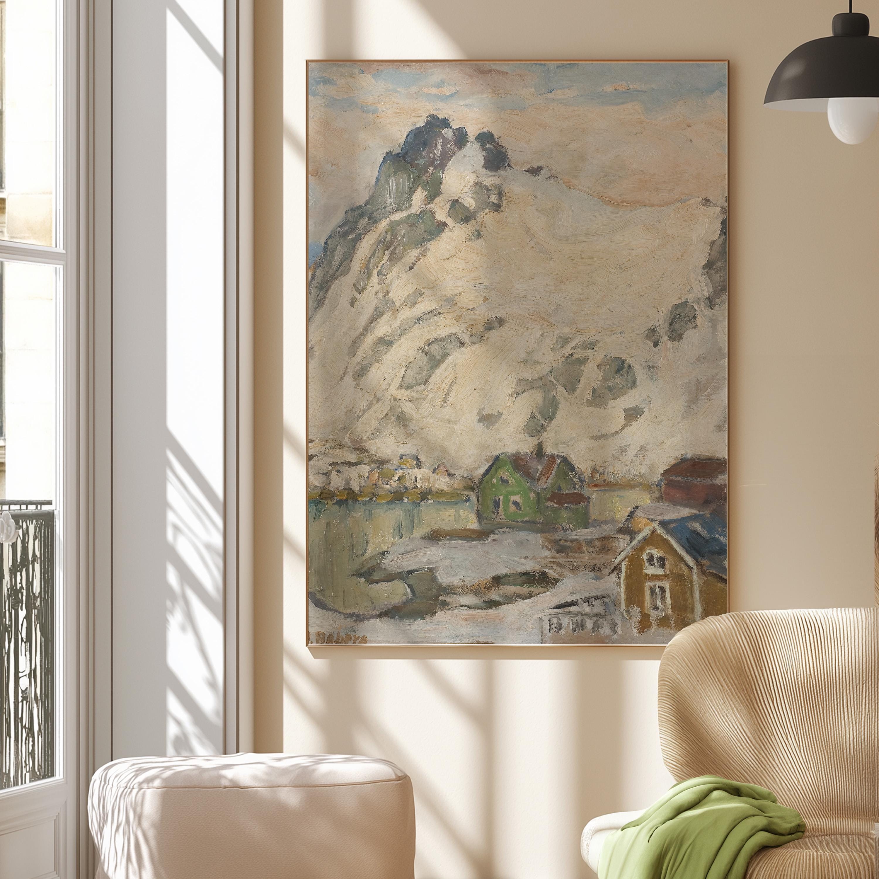 Classical Art Print, Vintage Art Print, Printable Wall Art, Digital Download, Snow art Print, Loften Lofoten, European Art Print, Classic