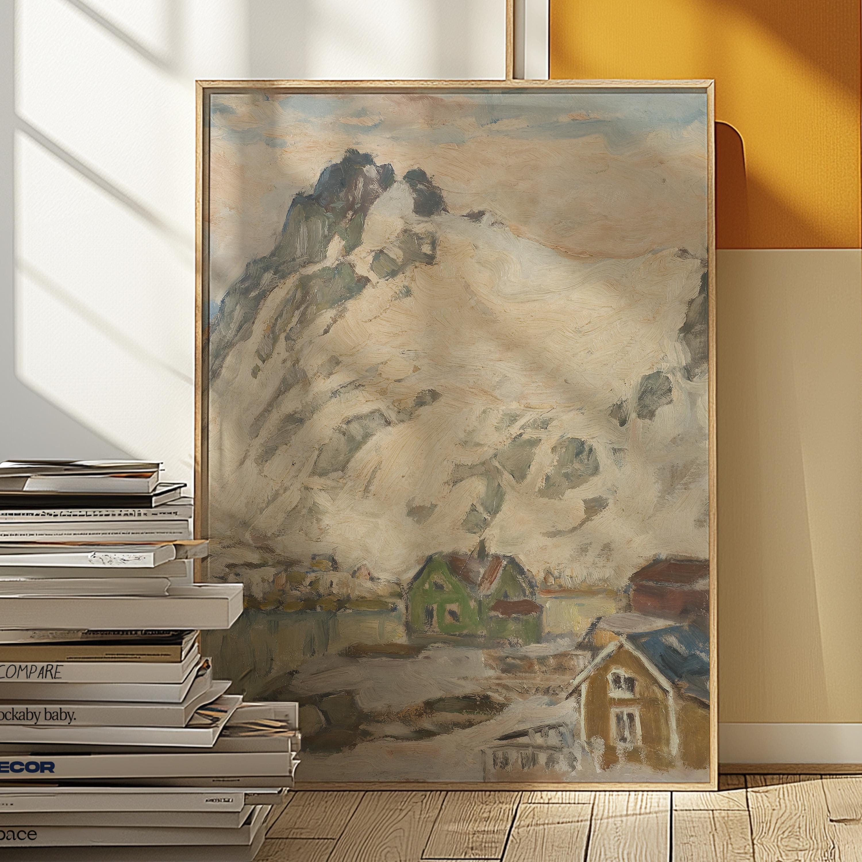 Classical Art Print, Vintage Art Print, Printable Wall Art, Digital Download, Snow art Print, Loften Lofoten, European Art Print, Classic