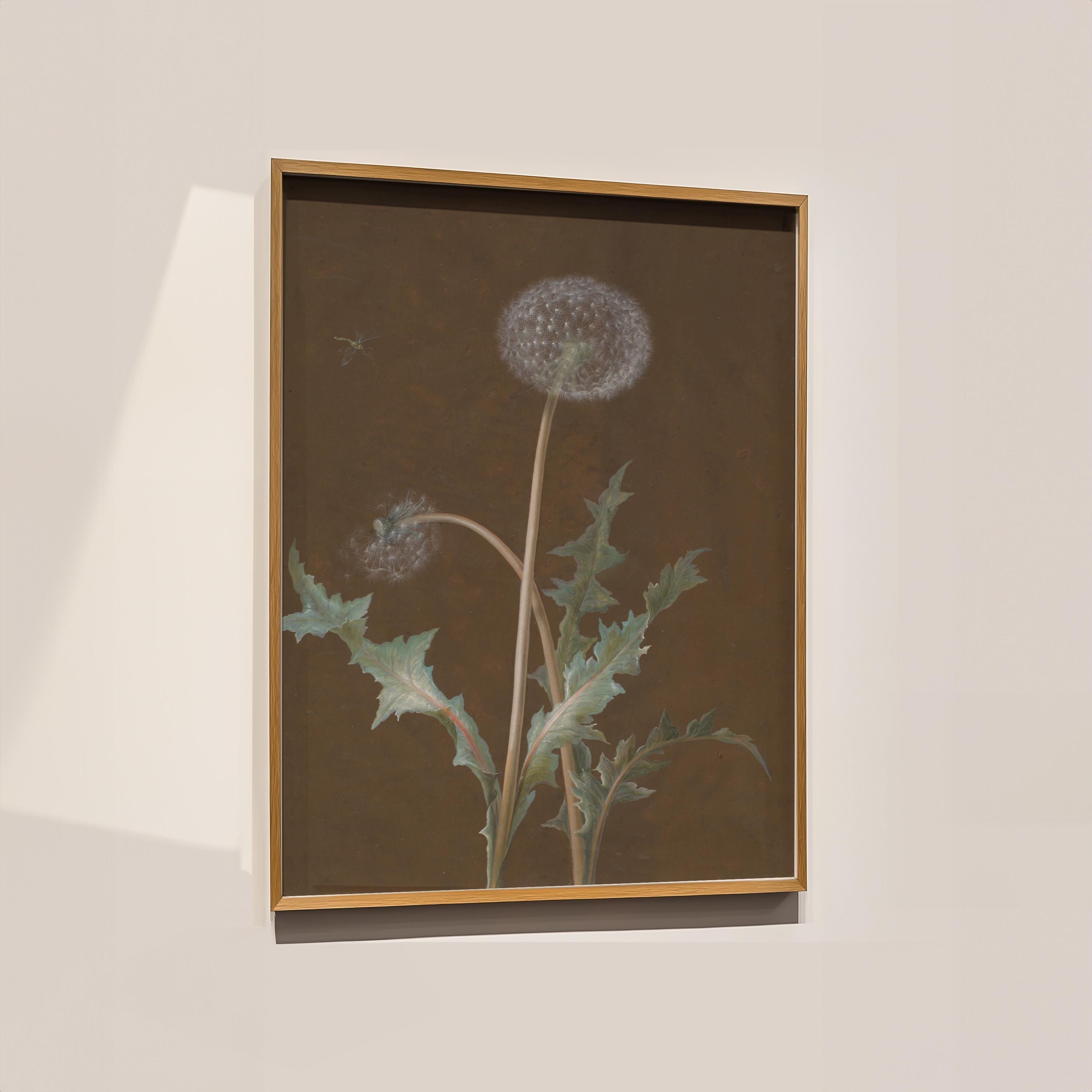 Dark Botanical Print, Vintage Moody Dandelion Art, Victorian Dark Academia Decor, Dark Floral Cottagecore Wall Art, Digital Download