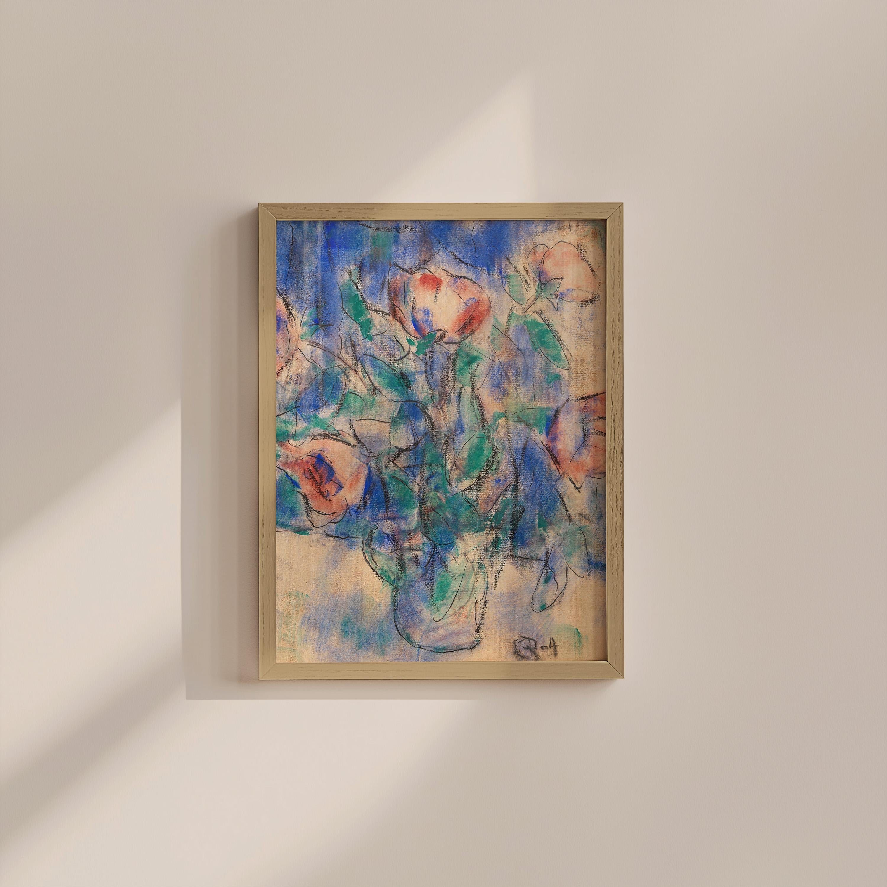 Flower Art Print, Digital Art, Antique Blue Art, Wall Art, floral art, Decor, juniper, Blue Rose Art, Abstract Floral Decor, Vintage Art