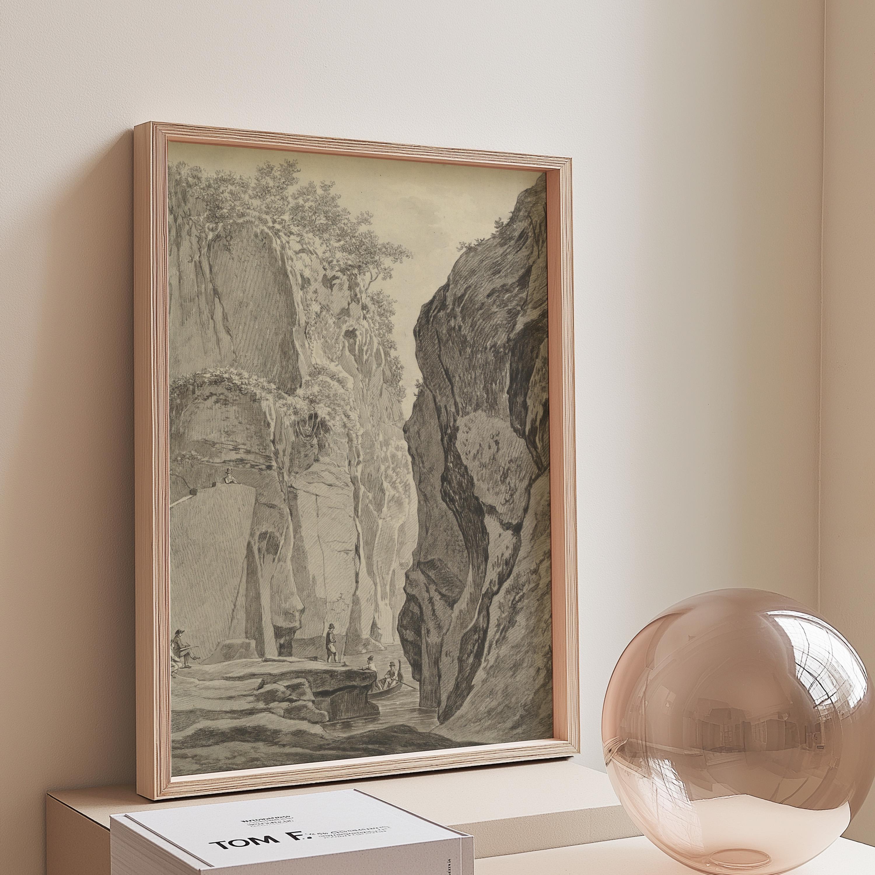 Ravine Sketch Vintage Digital Art Print