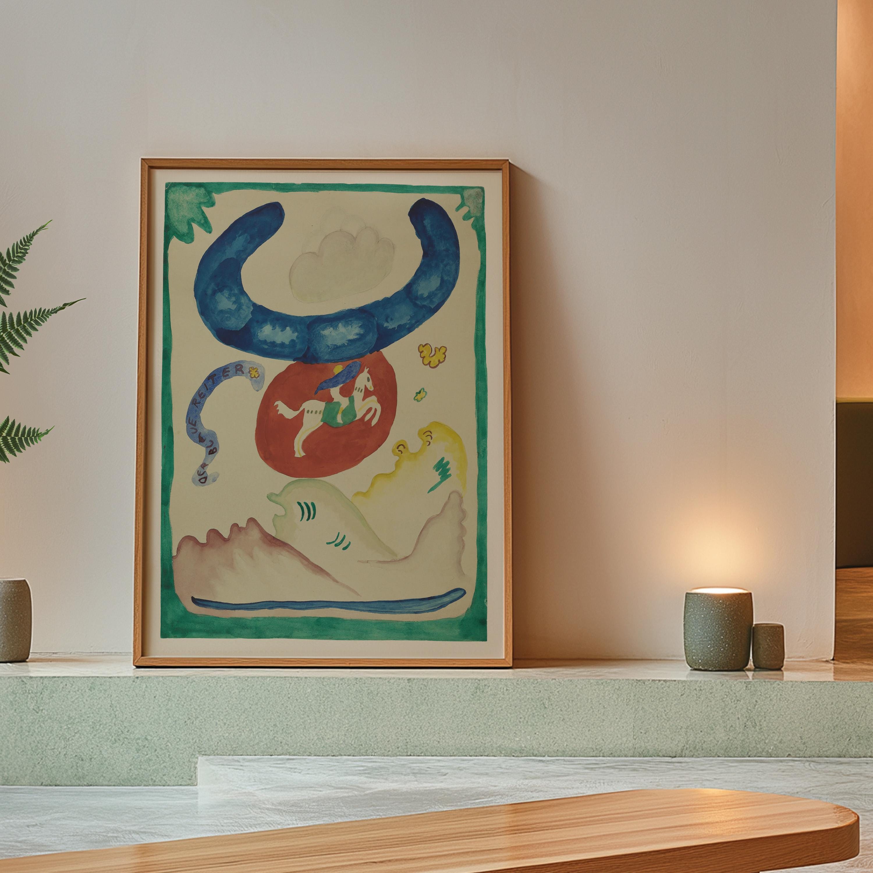 Kandinsky Art Print, Vintage Watercolor Painting, Living Room Decor, Downloadable Print, Large Wall Art, Vintage Art Print, Horse Abstract