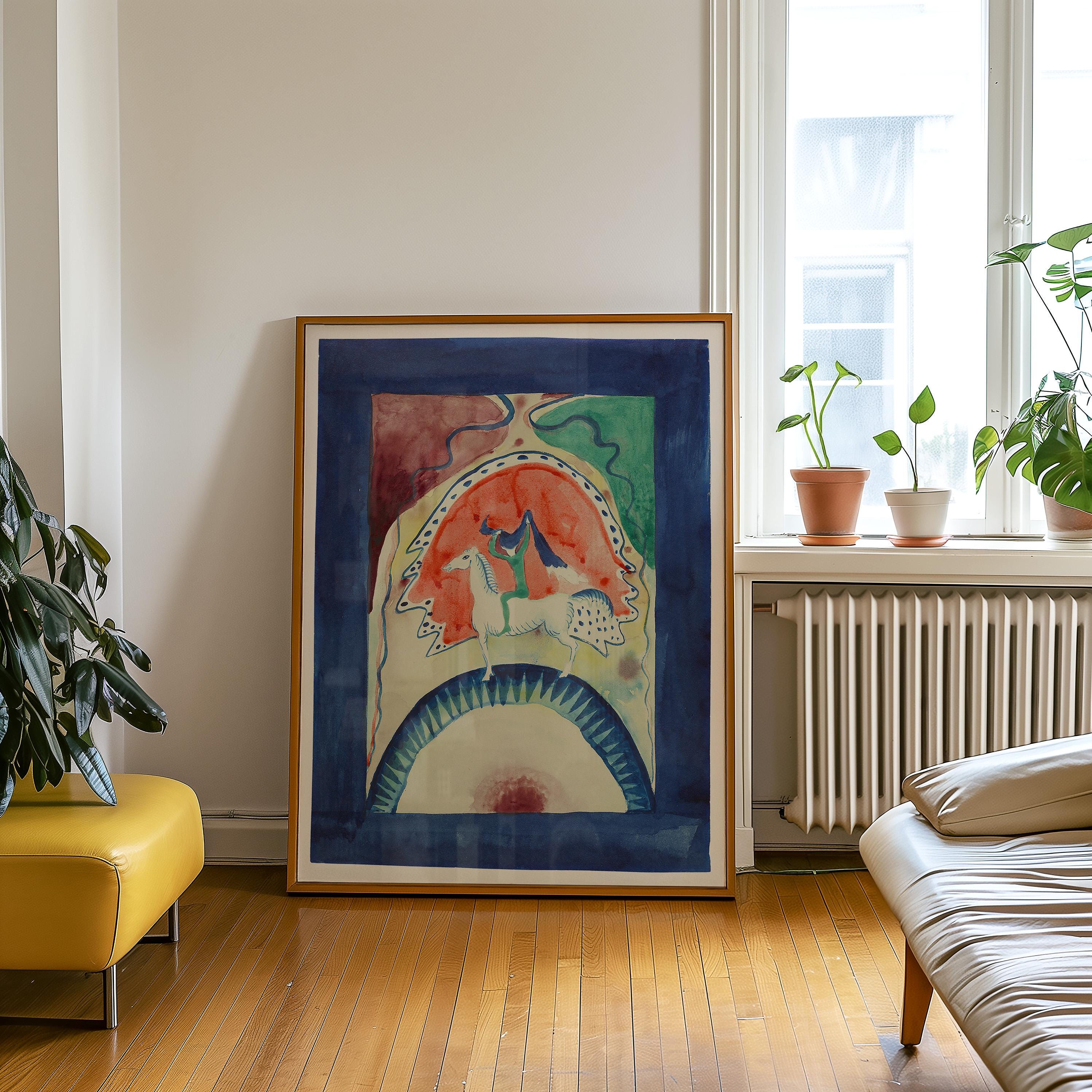 Kandinsky Art Print, Vintage Watercolor Painting, Living Room Decor, Downloadable Print, Large Wall Art, Vintage Art Print, Horse Abstract
