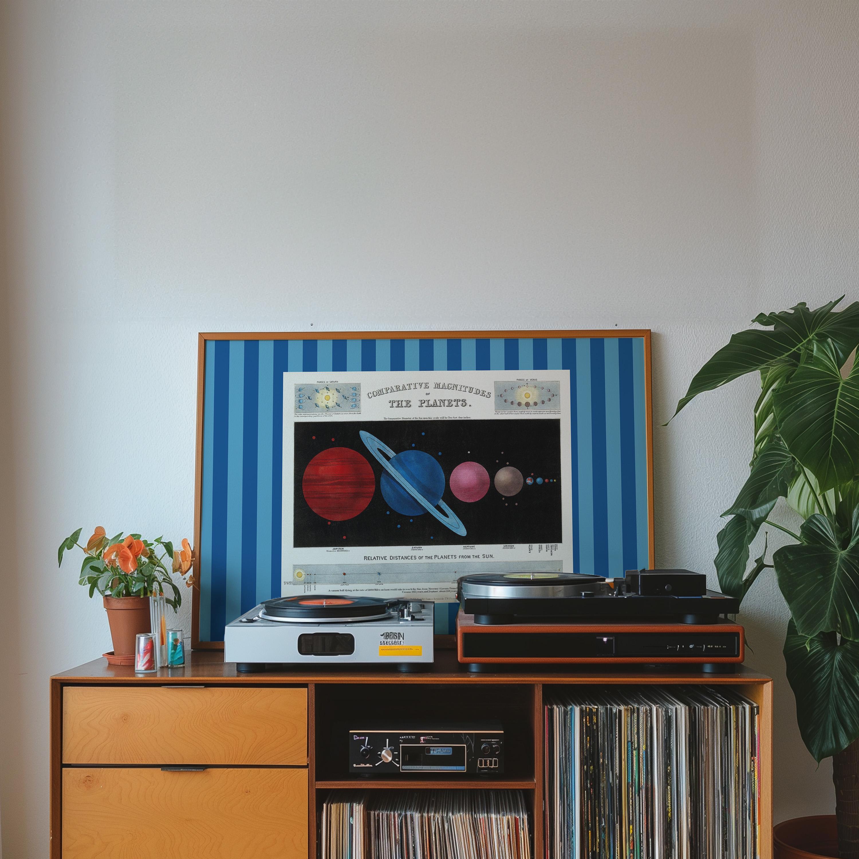 Eclectic Nursery Print, Planets Art, Kids Room Wall Art, Boys Room Decor Blue, Gender Neutral Decor, Outer Space Home Decor, Planets Decor