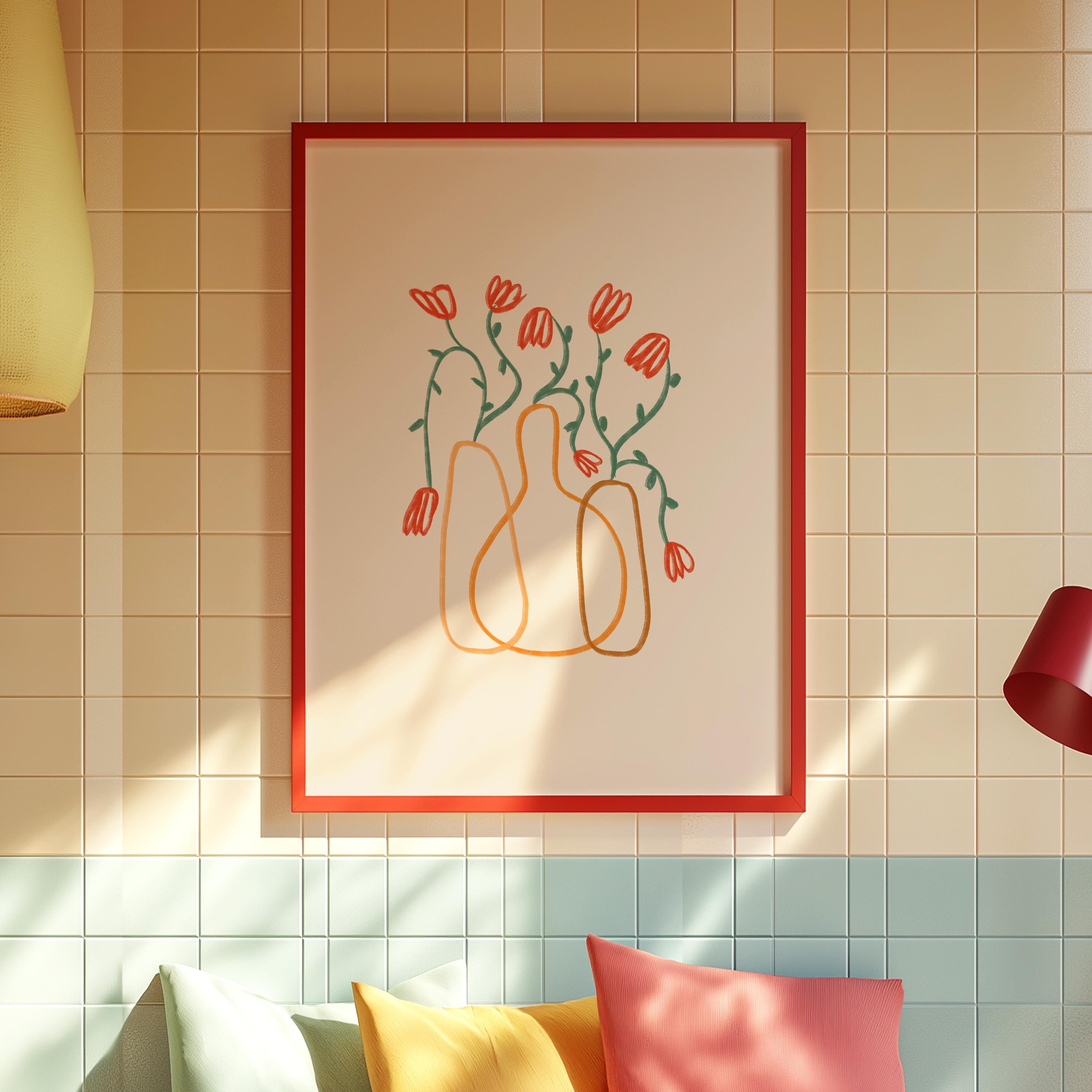 Bouquet of Flowers, Floral Art, Art Prints Floral, Floral Decor, Colorful Print, Girls Bedroom, Gift Idea, Inspirational Art, Minimalist Art