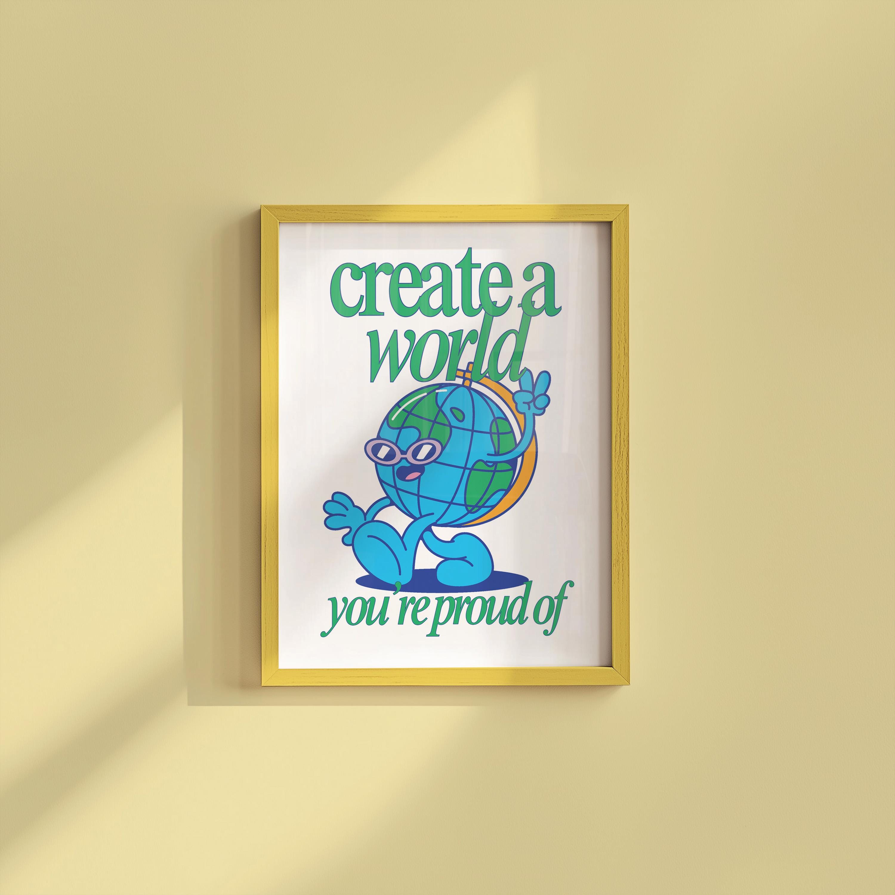 Cute Retro Character Print - Kids Room Poster, Fun Classroom Decor, Positive Vibes Wall Art, Earth & Science Art for Children