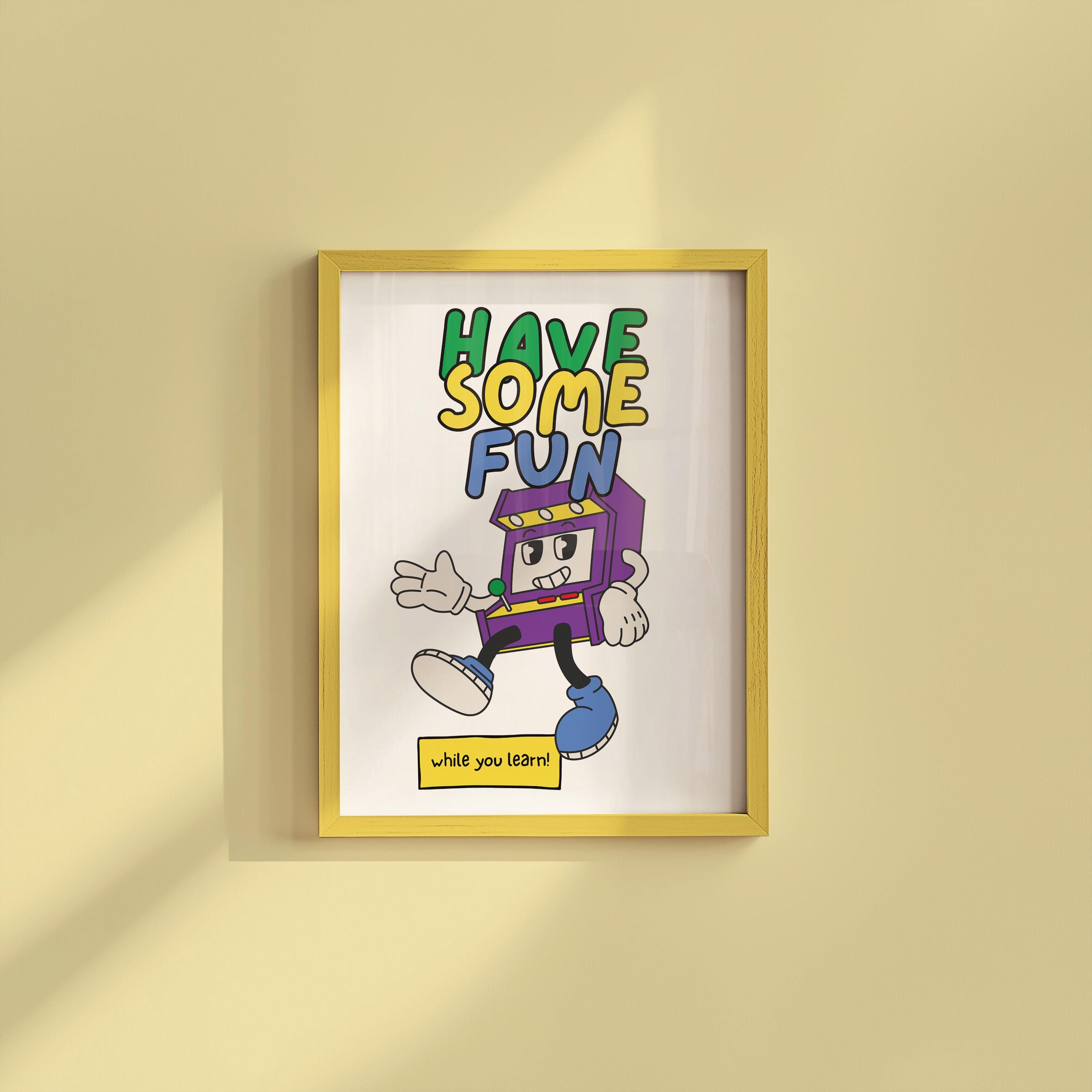Classroom Art, Kids Room Art,Downloadable Print, Cartoon Art Print, Retro Character Art, Trendy Posters, Vintage Mascot Art, Positive Art