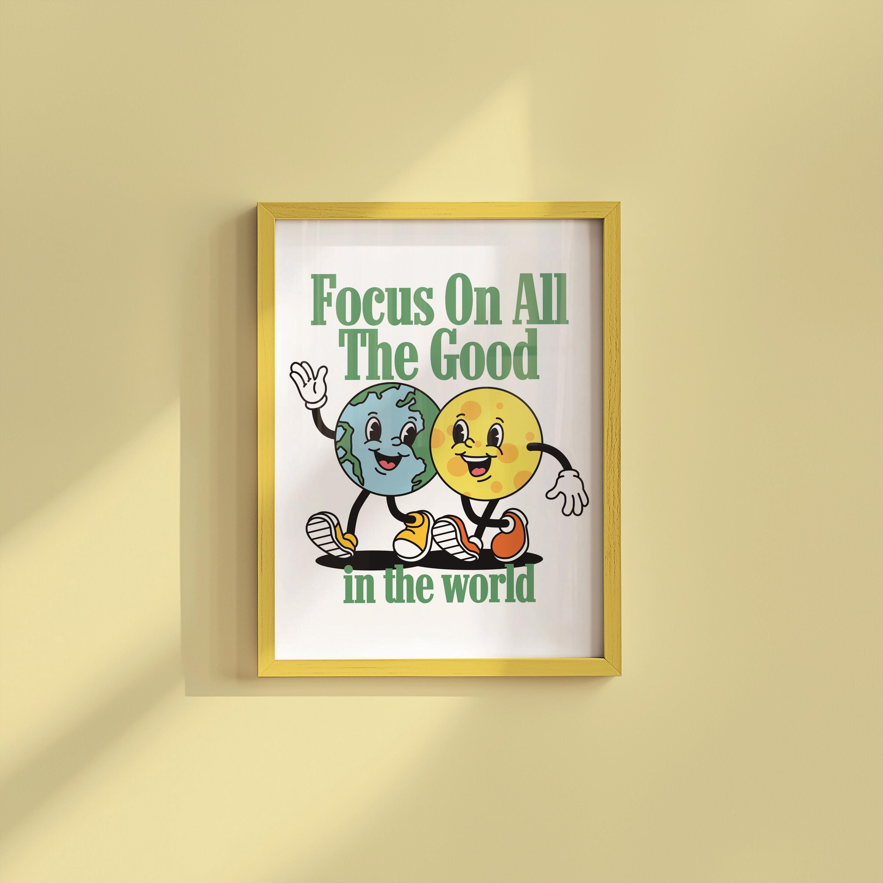 friendship wall art, dorm decor, trendy retro wall art, funky decor, earth and sun art, decor for teens, groovy classroom art, teacher gifts