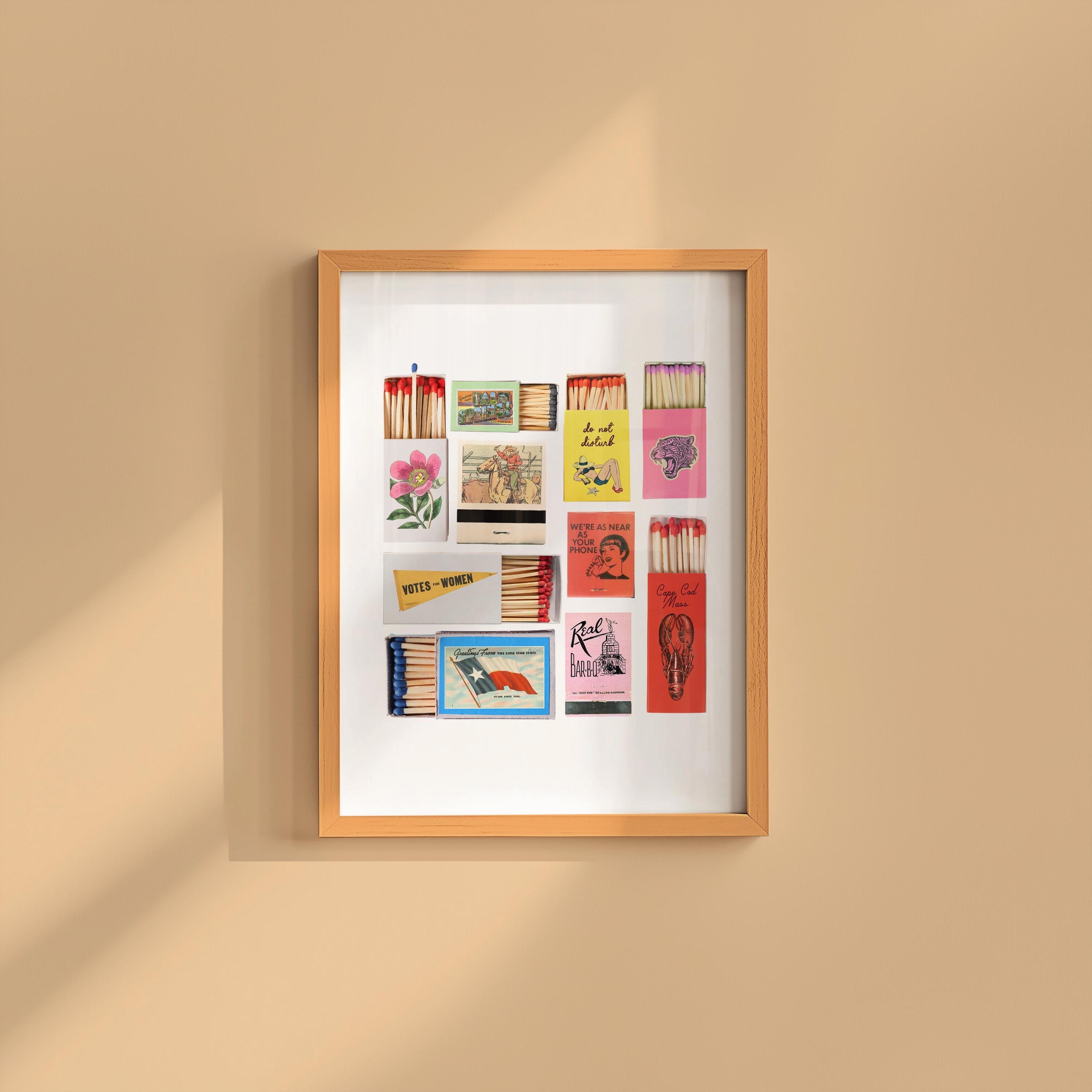 Pink Matchbox Print | Trendy Matches Poster, Retro Matchbook Wall Art, Bar Cart Aesthetic Decor, Instant Digital Download
