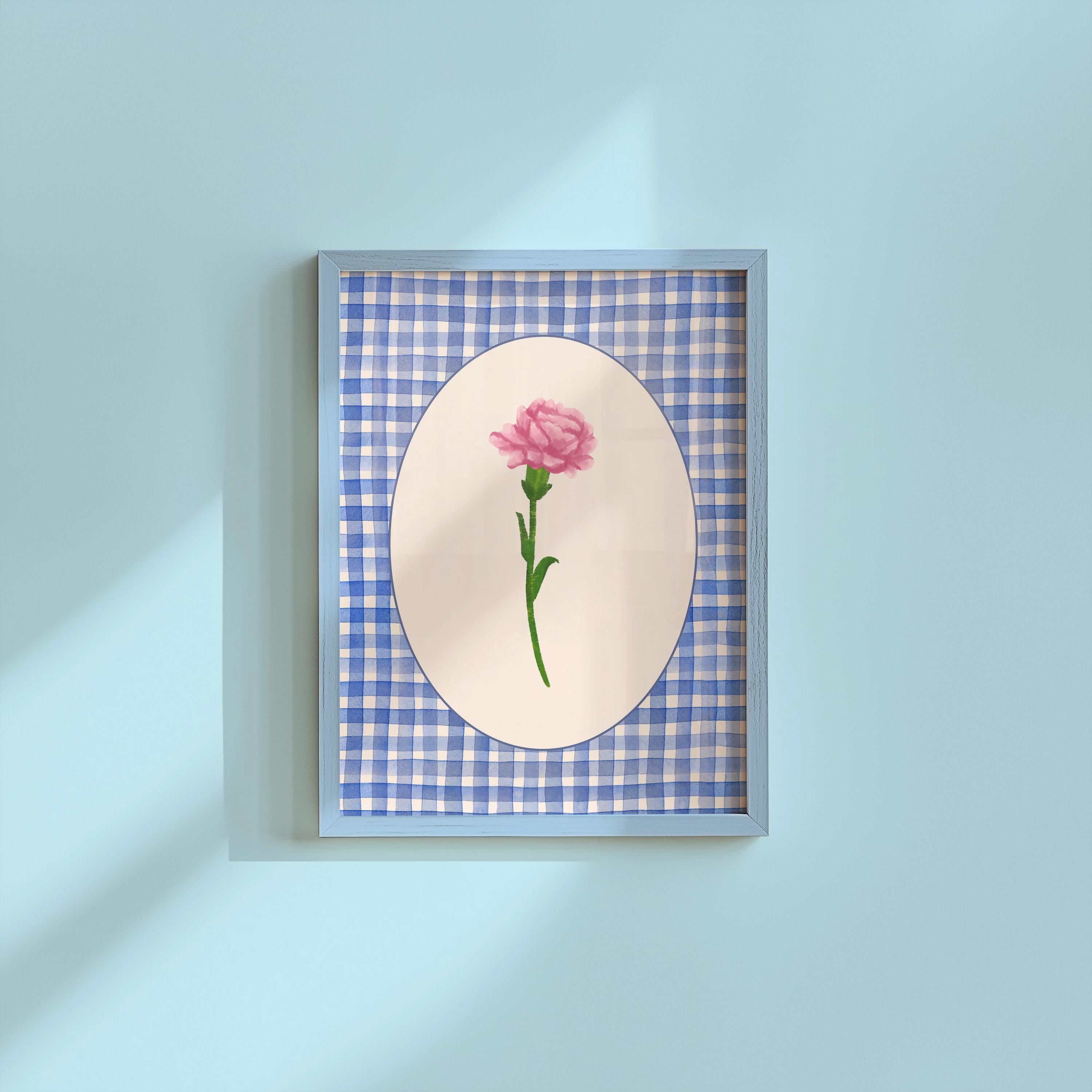 Retro Flower, Digital Print, Wall Print, Retro Art, Floral Art, Trendy Girly Print Art, GS print Shoppe, Trendy Floral Art, Blue Checker Art