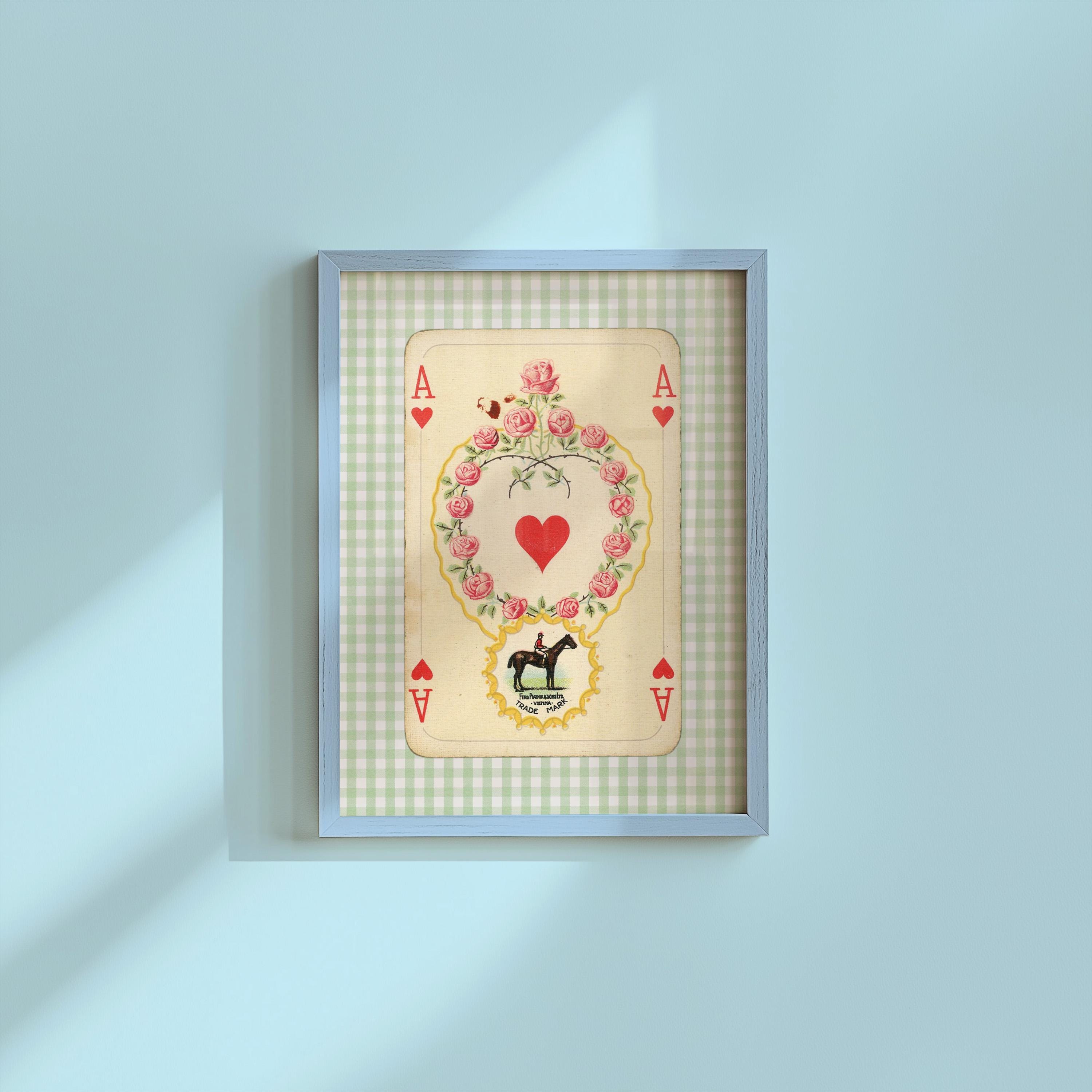Vintage Playing Card Poster, Whimsical Playing Card, Retro Art Wall Decor, Poker Card Artwork, Home Decor, Heart Card Art, GS print Shoppe