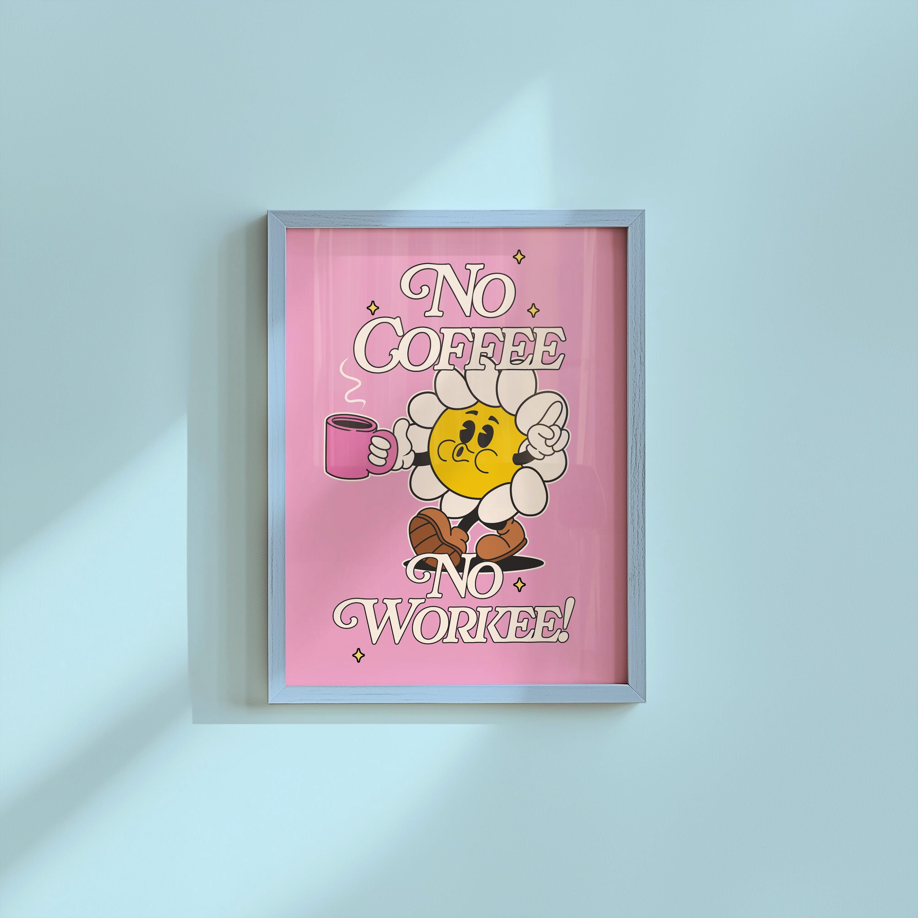 Good things happen after coffee-Digital Prints-Retro Art Quote-Office Art, Kitchen Art-Coffee Art Print-Coffee Cartoon Print-Retro Wall Art