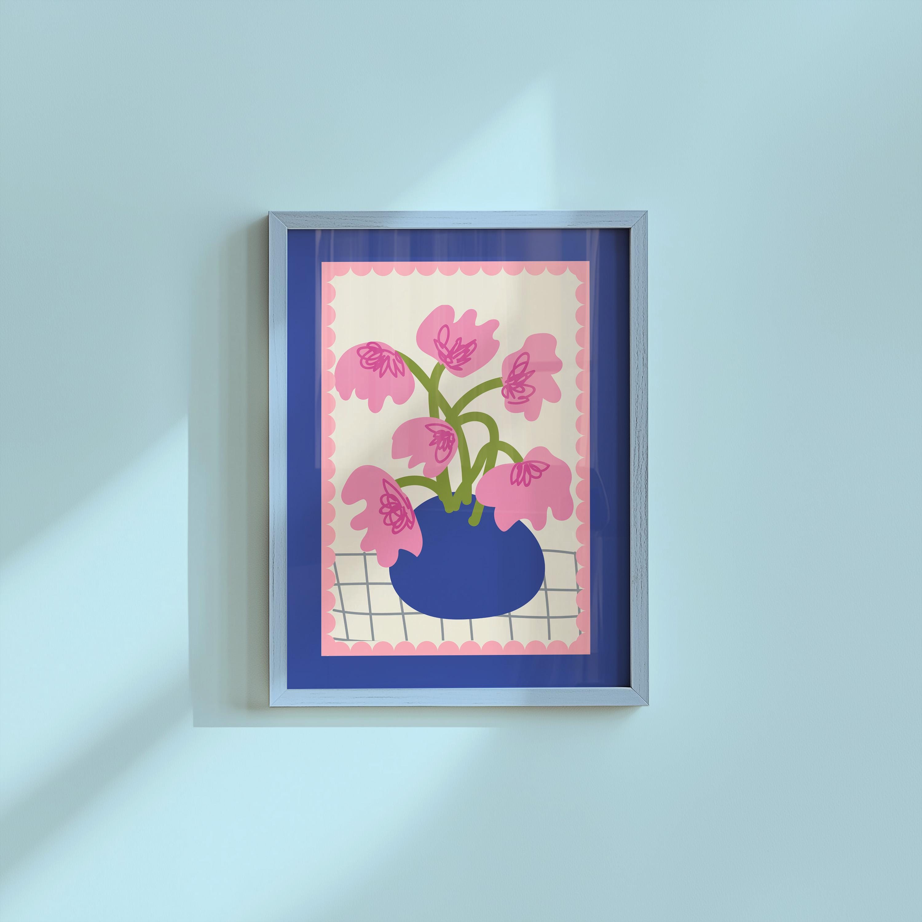 Flower Poster, Botanical Print, Digital Download, Hand Drawn Flower Print, Retro Floral Poster, Flower Market Print, Flowers Wall Art