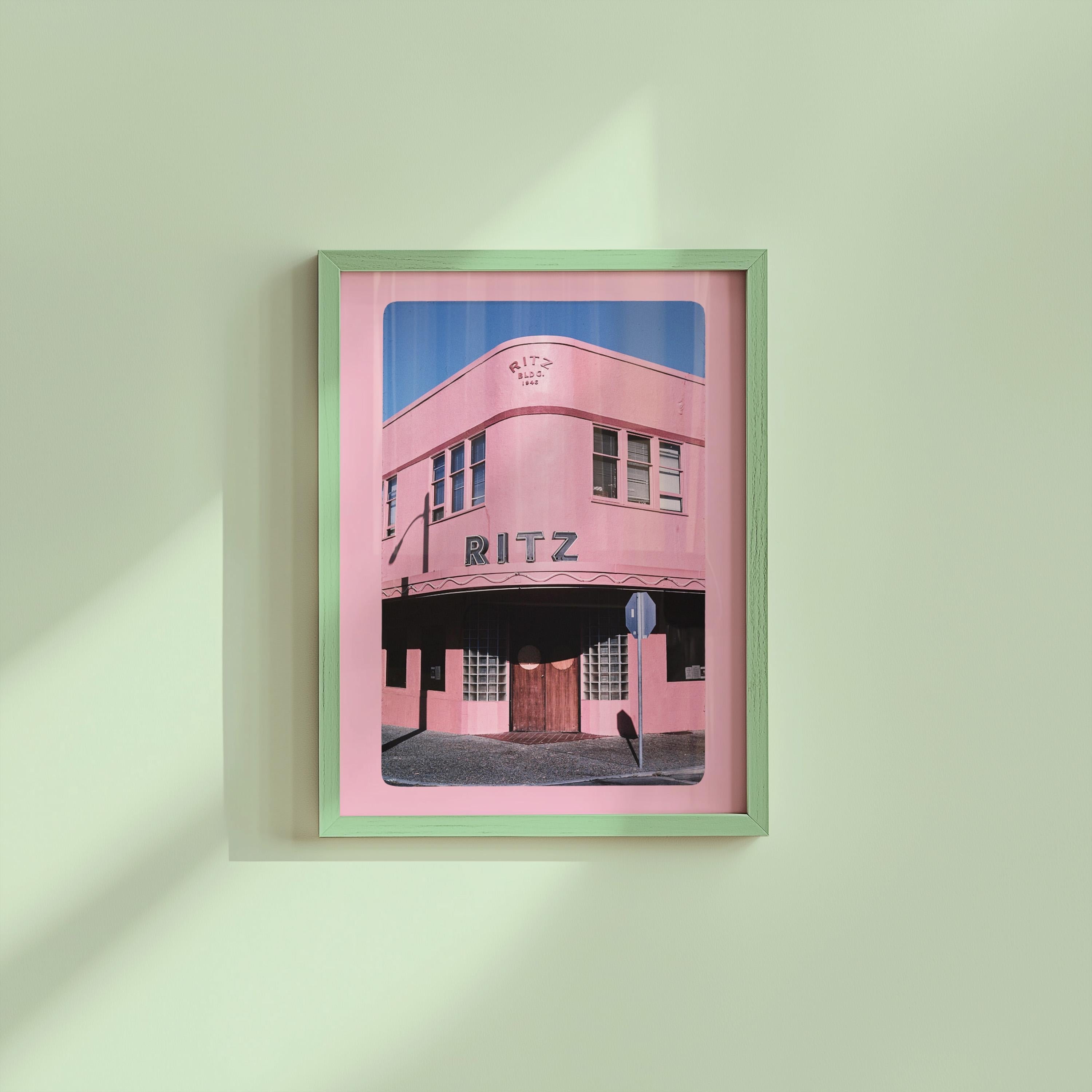 The Ritz Hotel, Pink Hotel Poster, Pink Vintage Photograph, Gift For Her, Vintage Art Print, GS print Shoppe, Retro art decor, photography