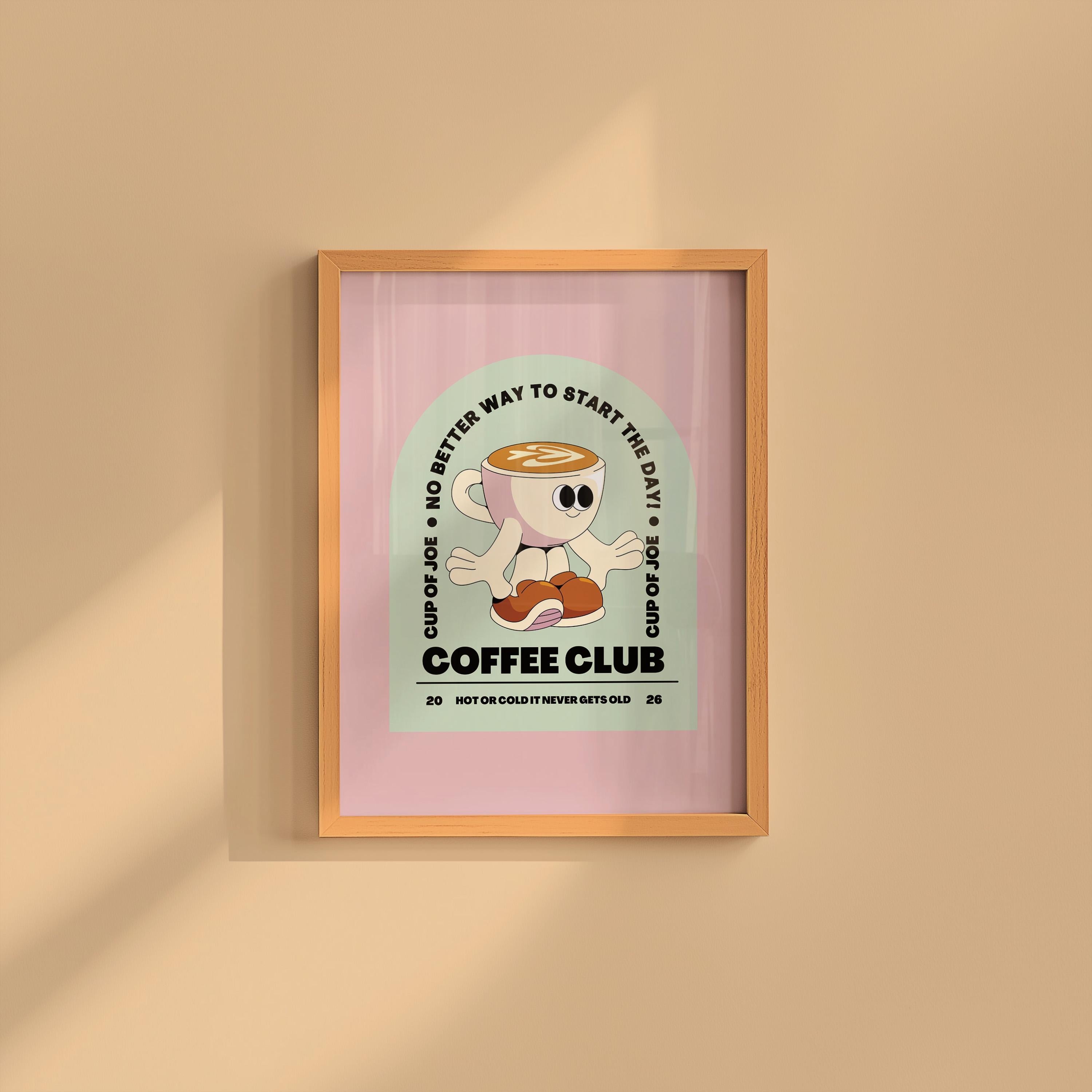 Coffee Club Art Print- Digital Prints-Retro Art Quote-Kitchen Art-Coffee Art Print-Coffee Cartoon Print-Retro Wall Art