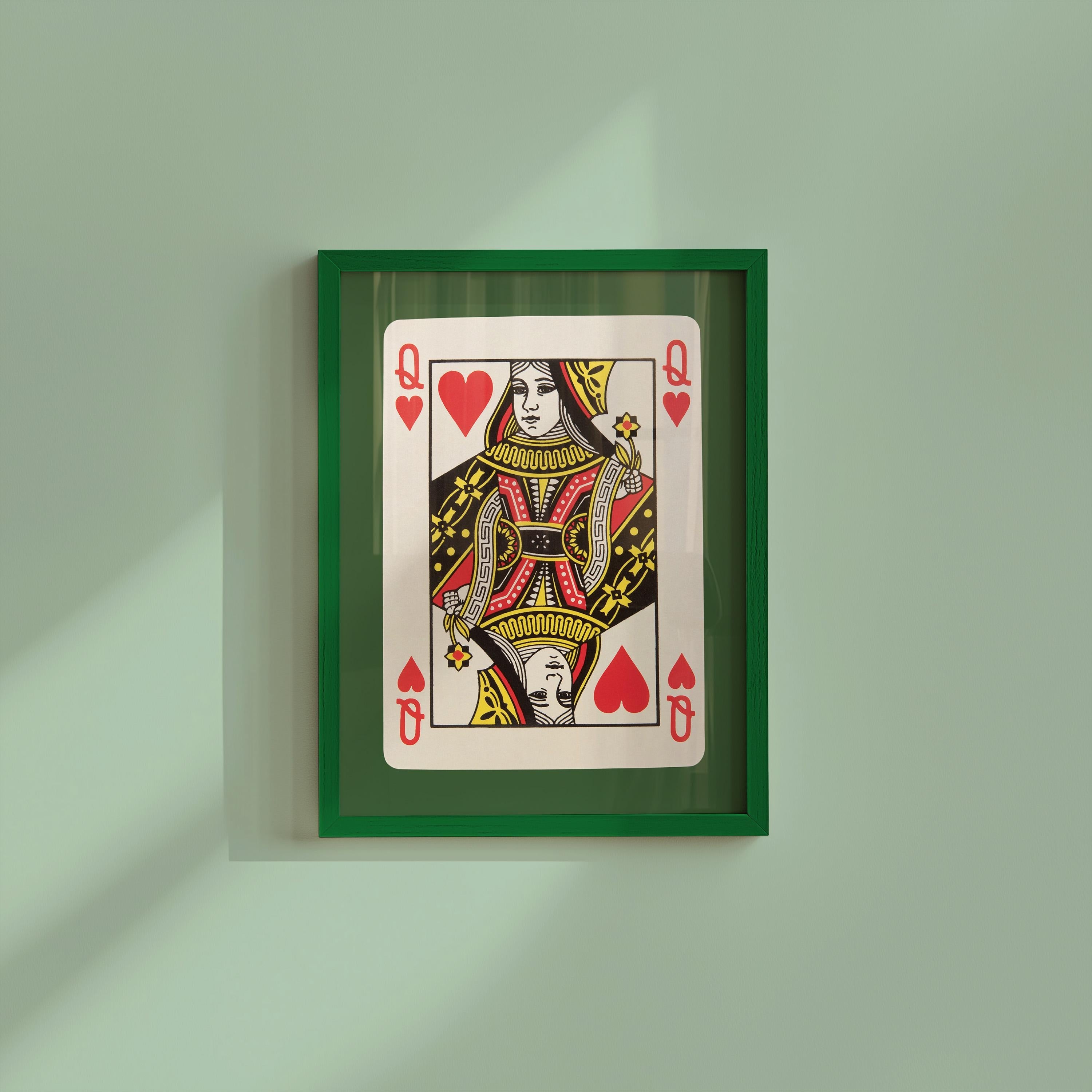 Queen Card Art-Digital Download-Wall Print-Retro Art Print-Queen Of Hearts-Playing Card-Downloadable Art-Trendy Art Print-Preppy Art Prints
