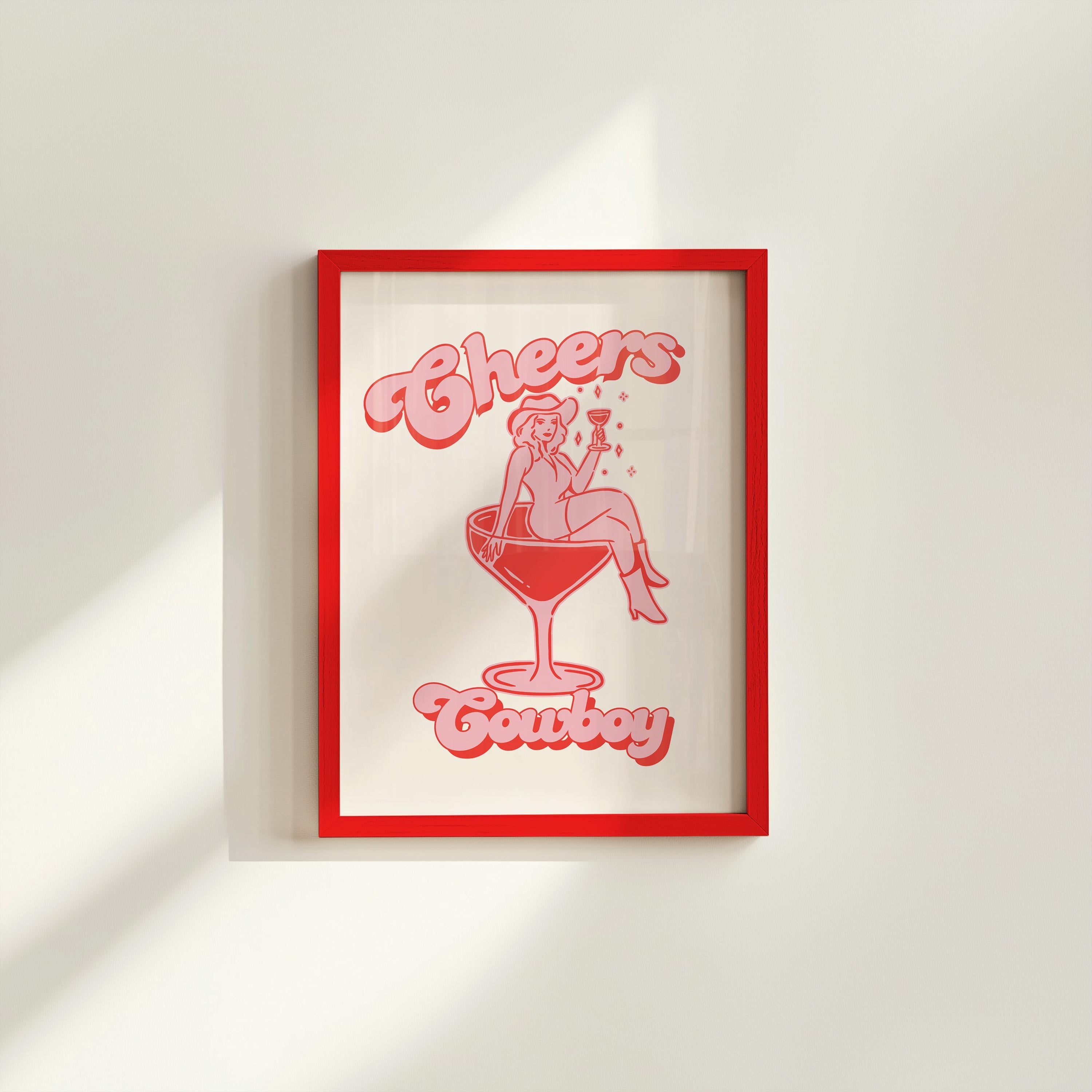 Cowboy Cocktail Print, Home Bar, Kitchen Art, Retro Alcohol, Digital Print, Bar Decor, Wine Art Prints, Cocktail Art Poster, Wall Art Print