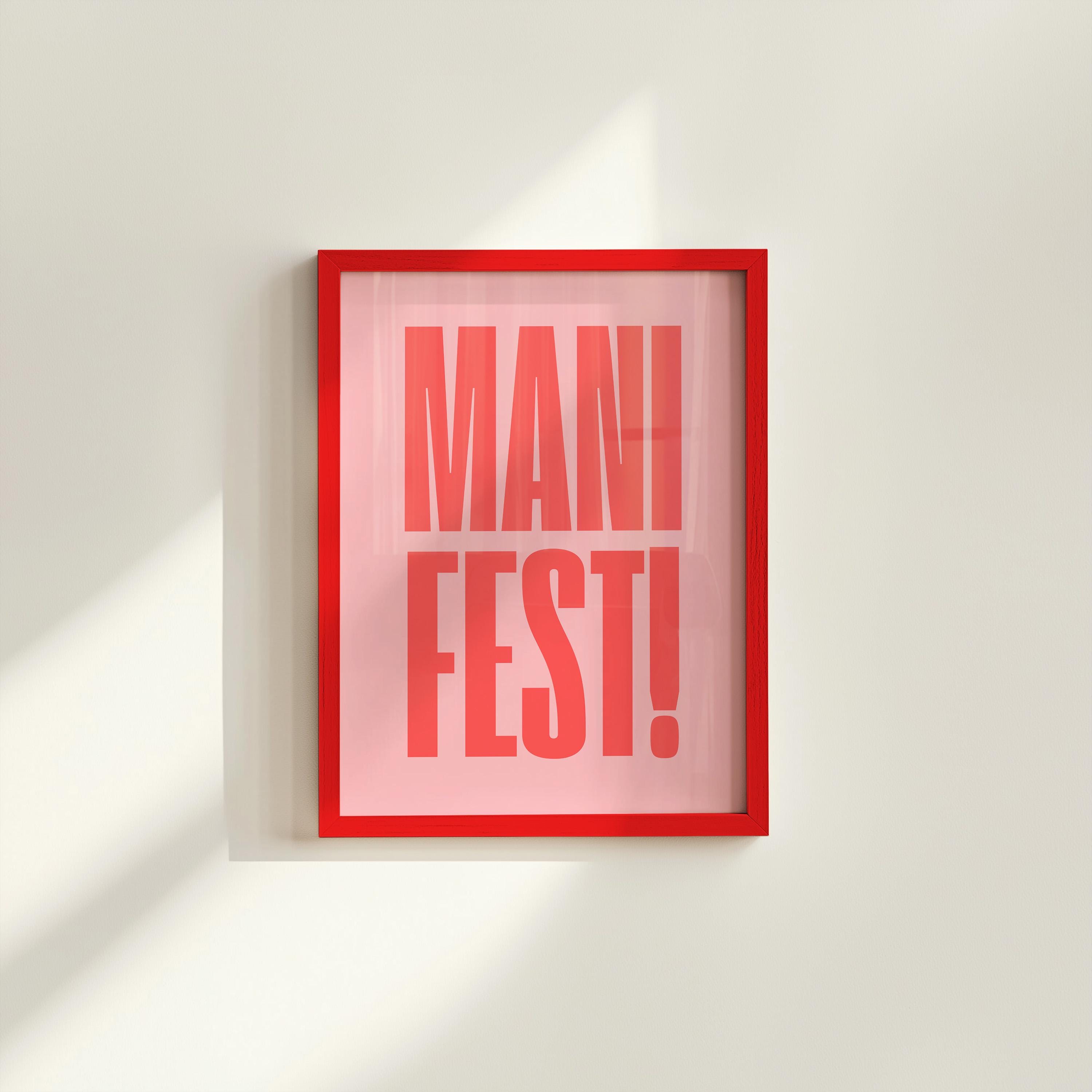 Manifest Art Print, Manifesting Posters, Inspirational Quote, Digital Download Print, Retro Wall Decor, Y2K Aesthetic Art, Encouragement Art
