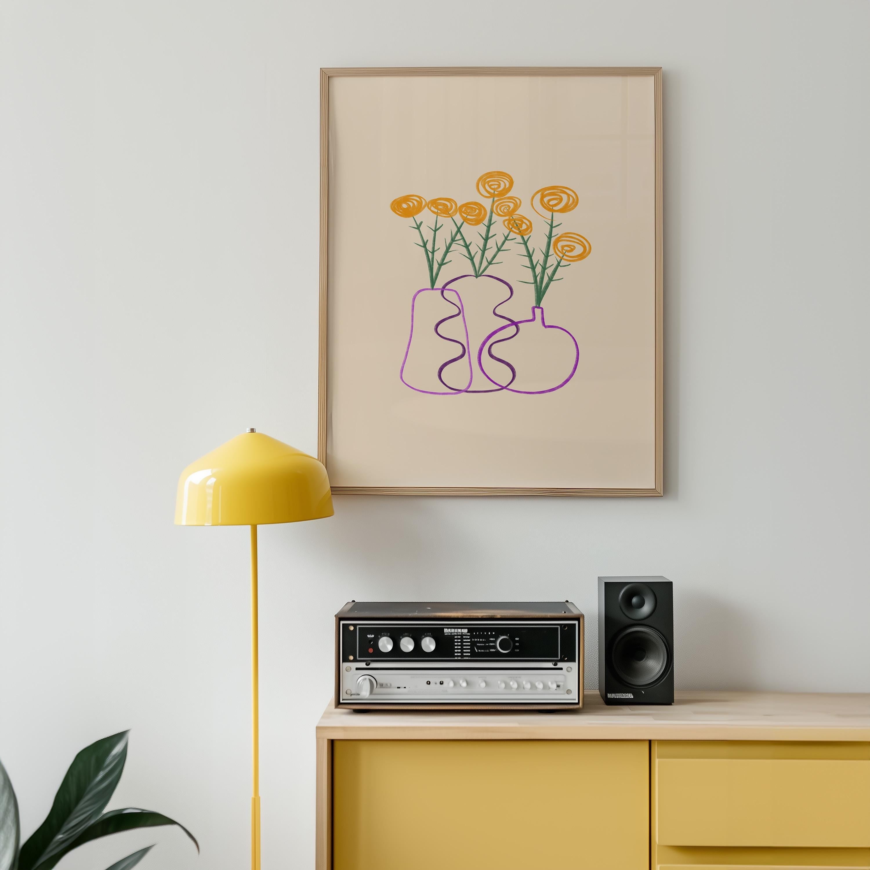 Bouquet of Flowers Purple Digital Art Print