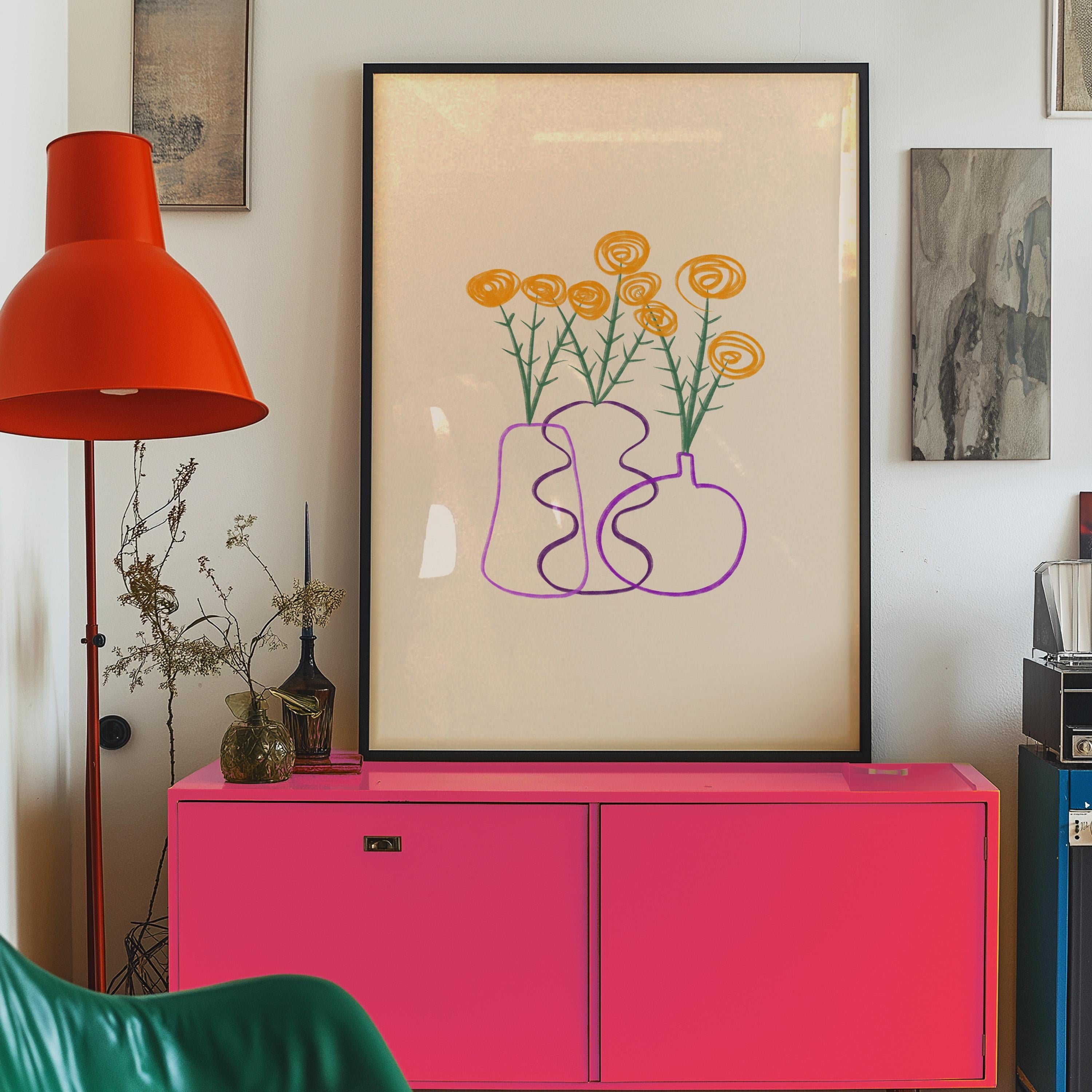 Bouquet of Flowers, Floral Art, Art Prints Floral, Floral Decor, Colorful Print, Girls Bedroom, Gift Idea, Inspirational Art, Minimalist Art