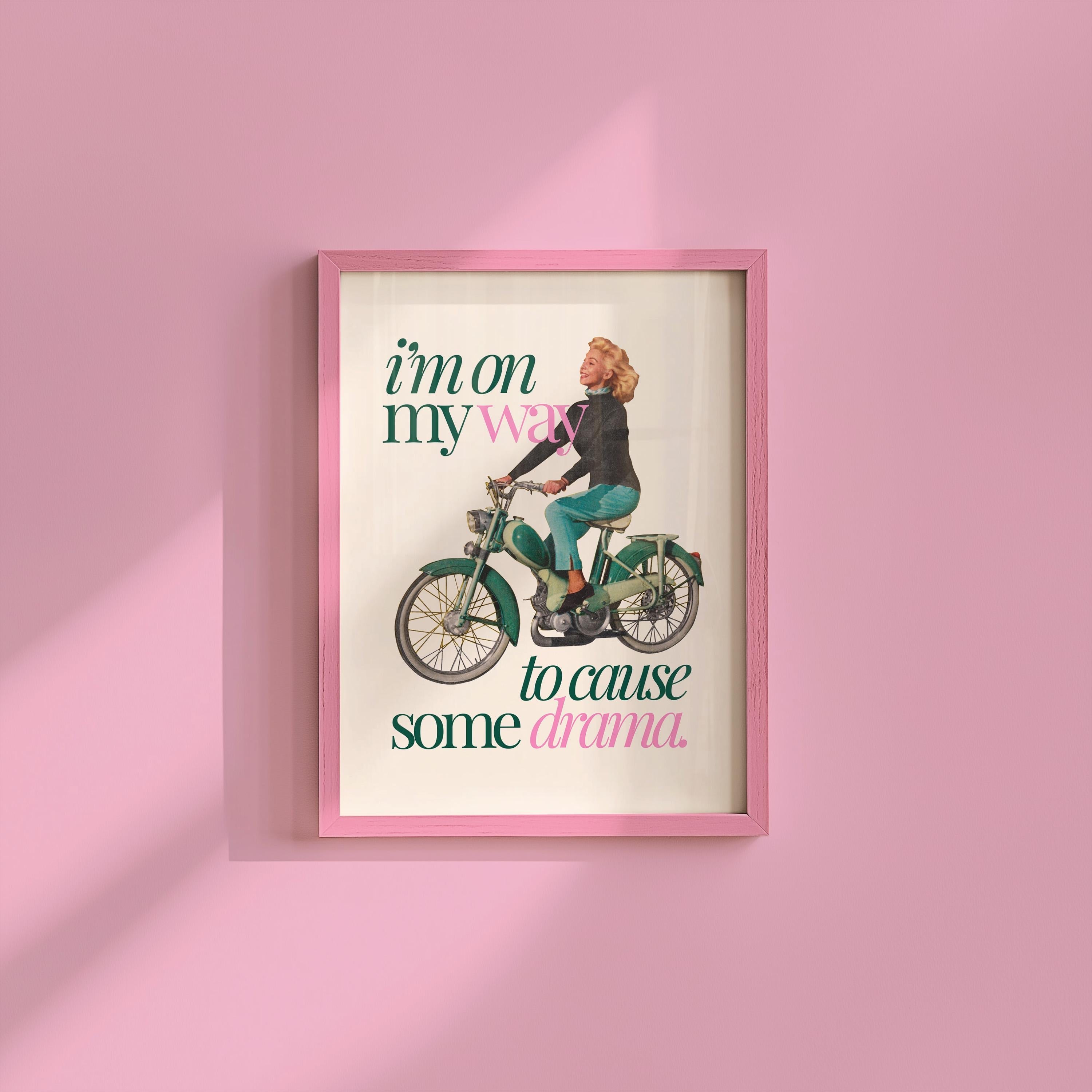 Retro Aesthetic Art,Trendy Art,Feminist Art,Living Room Decor,Pulp Pinup Art, Pulp Art Print, Retro Pink Women Art, Cause some Drama Art