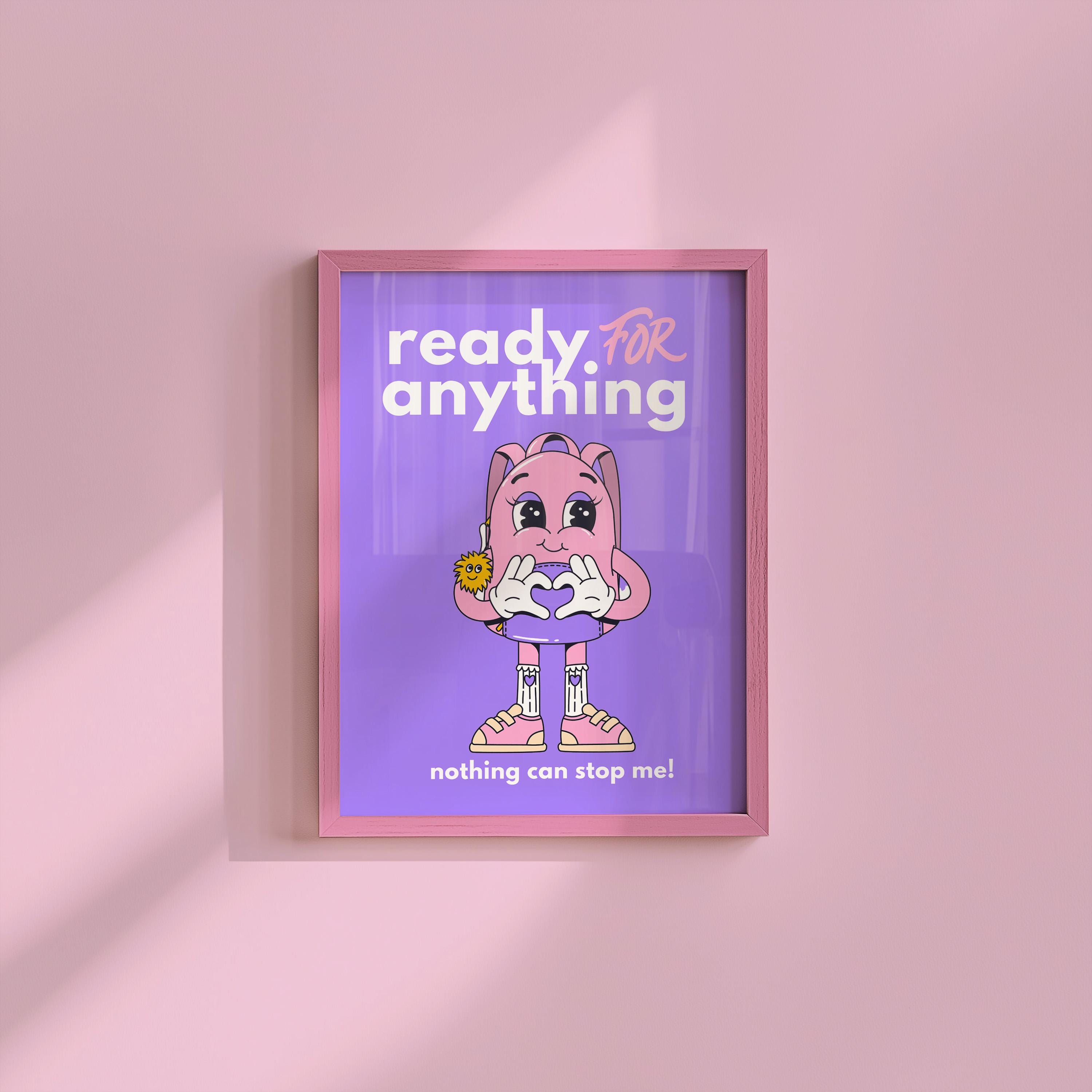 Ready for Anything, Purple Kids Art, Digital Prints Wall Art, Digital Prints, Emotions Art Prints, Mood and Feelings Poster, School Posters