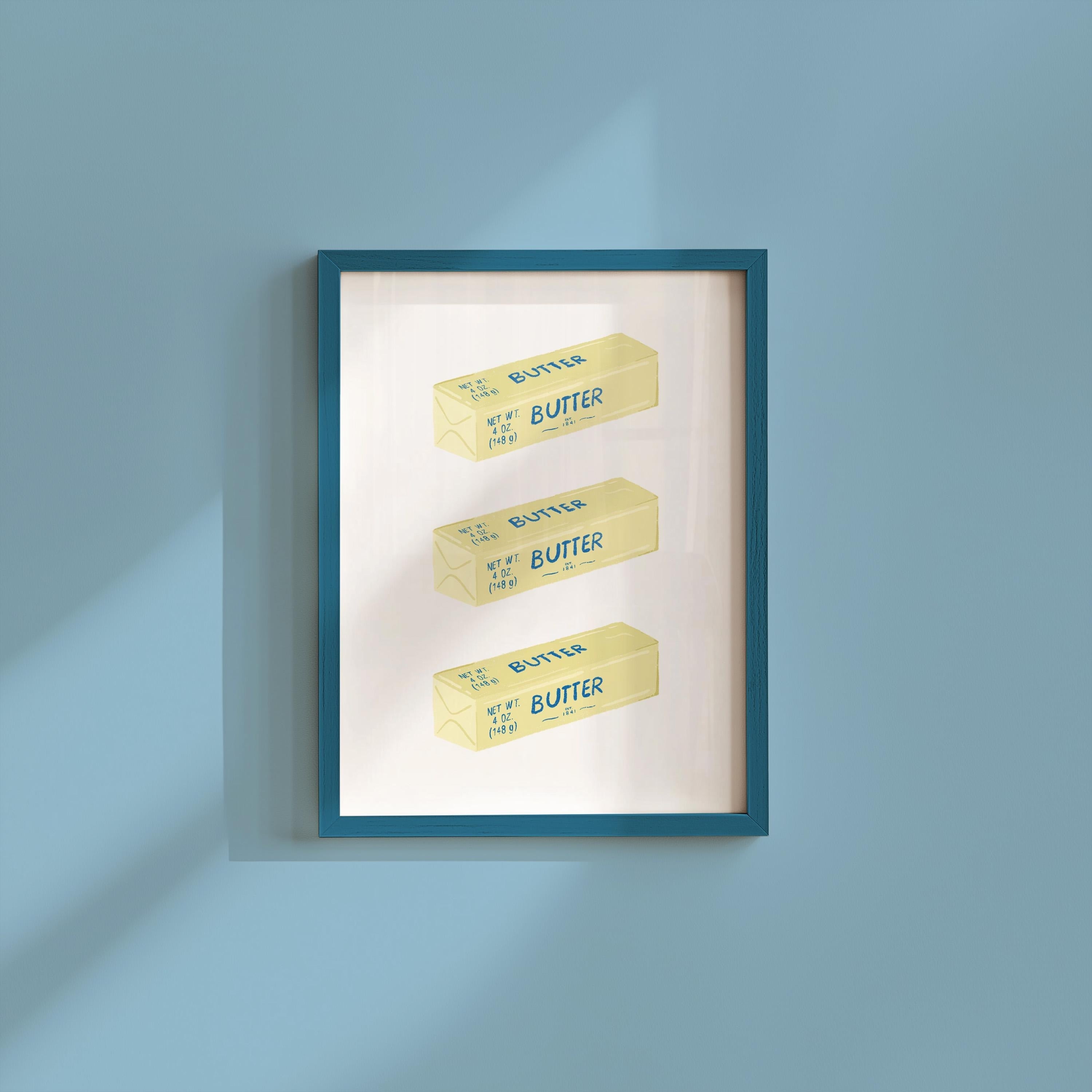 Butter Art Print, Butter Food Illustration, Butter Food Print, Retro Pop Art, Abstract Kitchen Art, Digital Print, Digital Kitchen Wall Art